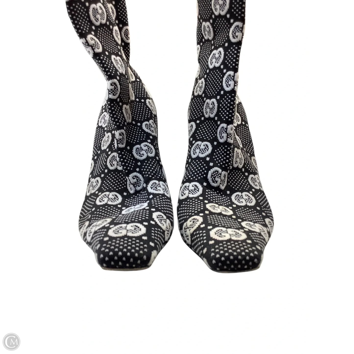 Boots Luxury Designer By Gucci In Black & White, Size: 9(39)