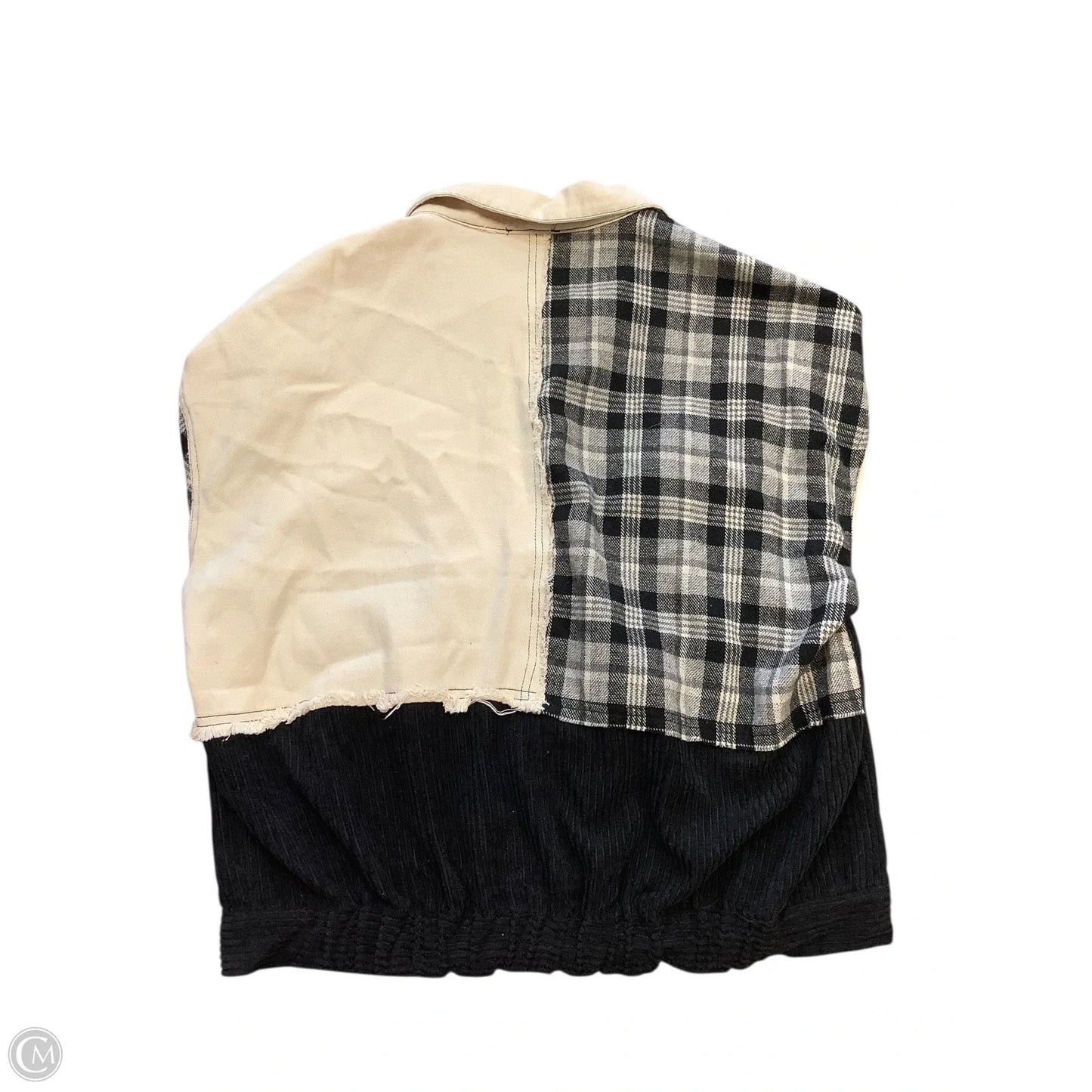 Jacket Denim By Andree By Unit In Black & Cream, Size: S
