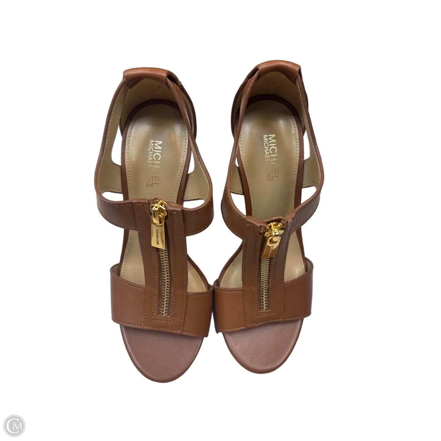 Sandals Heels Block By Michael By Michael Kors In Black & Brown, Size: 5