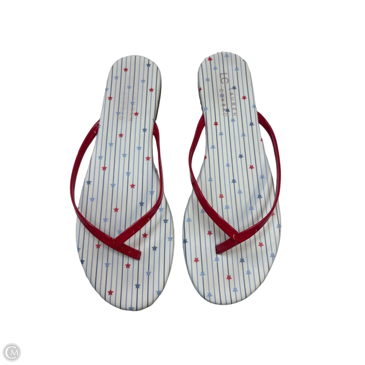 Sandals Flip Flops By Lc Lauren Conrad In Red & White, Size: 8
