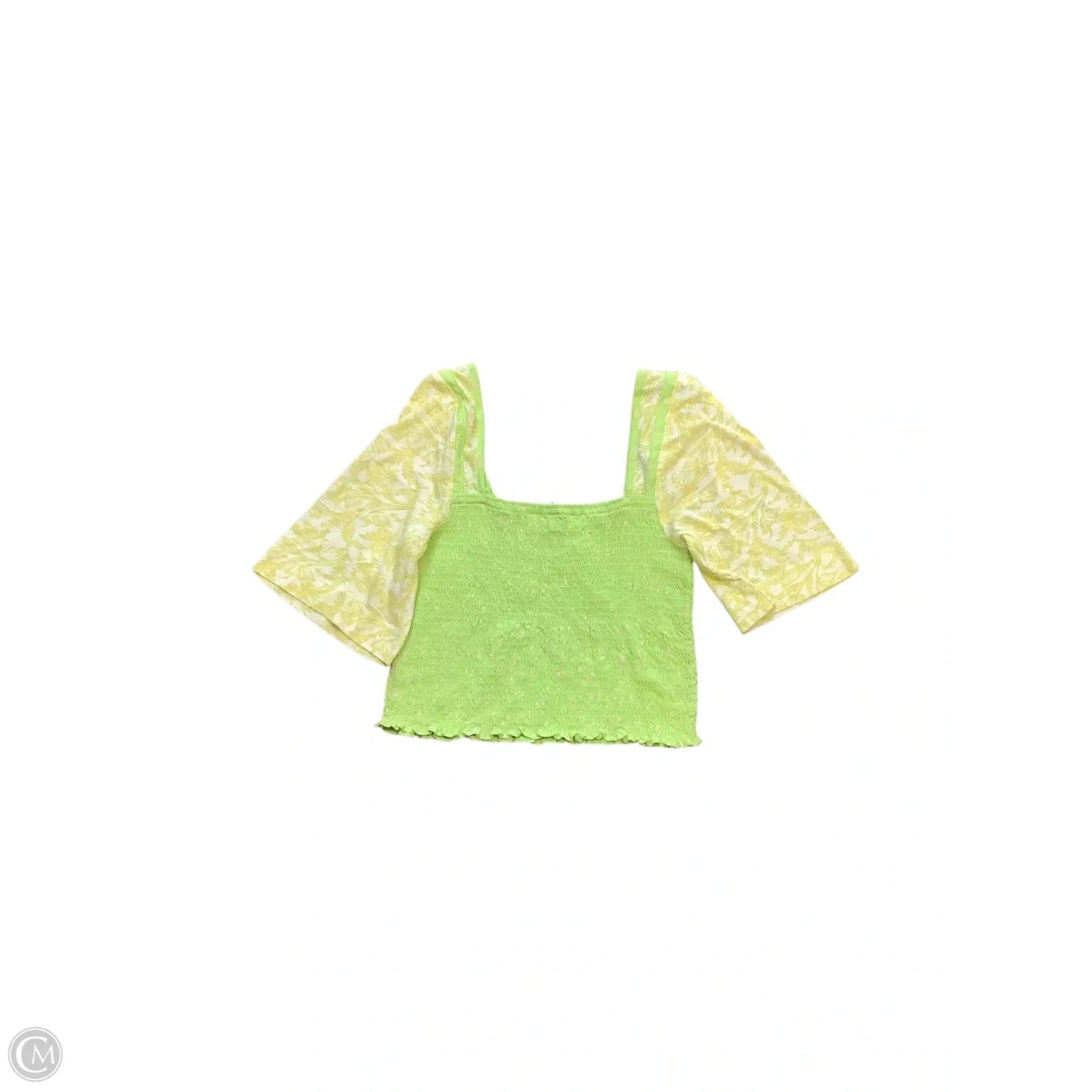 Blouse Short Sleeve By Free People In Green & Yellow, Size: L
