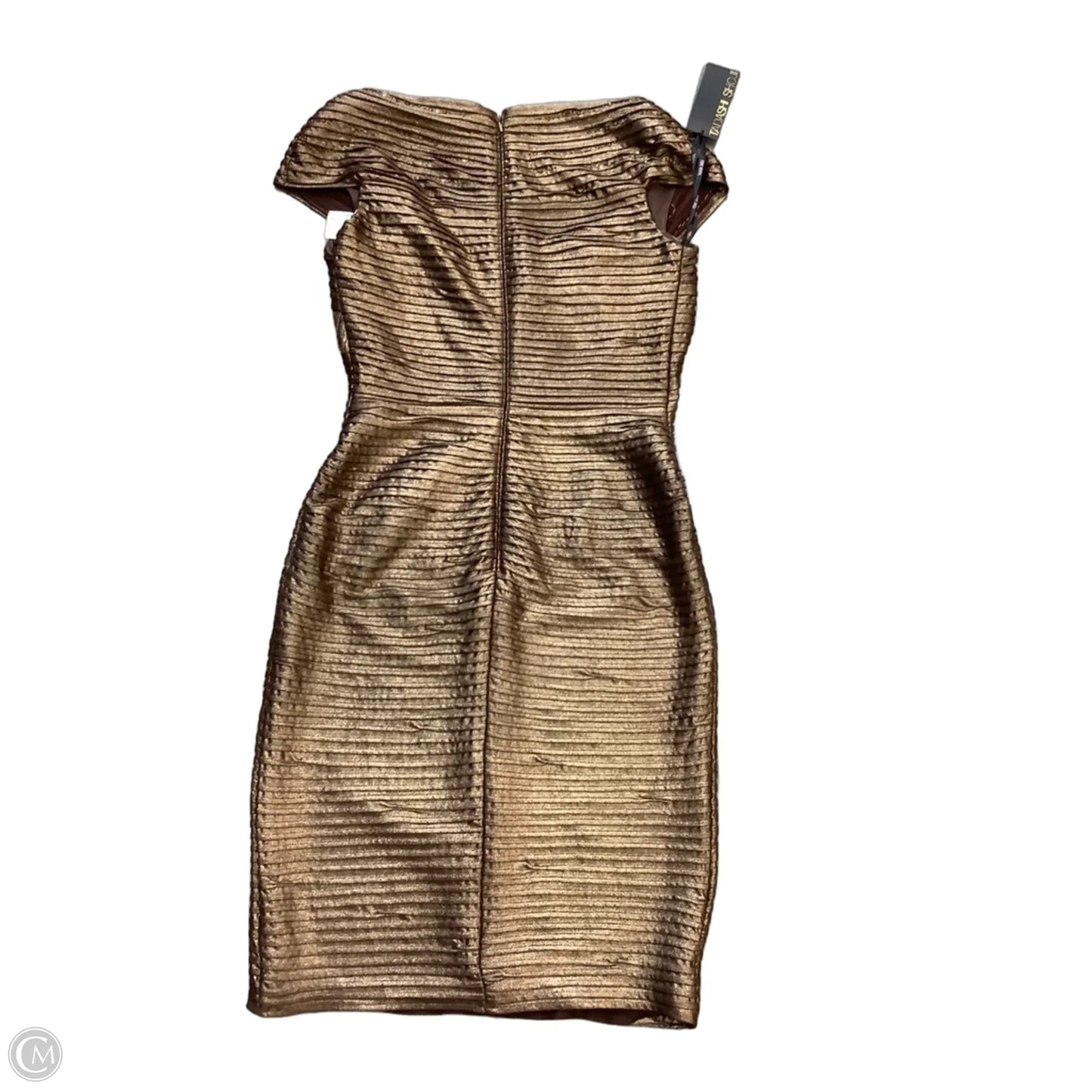 Dress Designer By Tadashi Shoji In Bronze, Size: S
