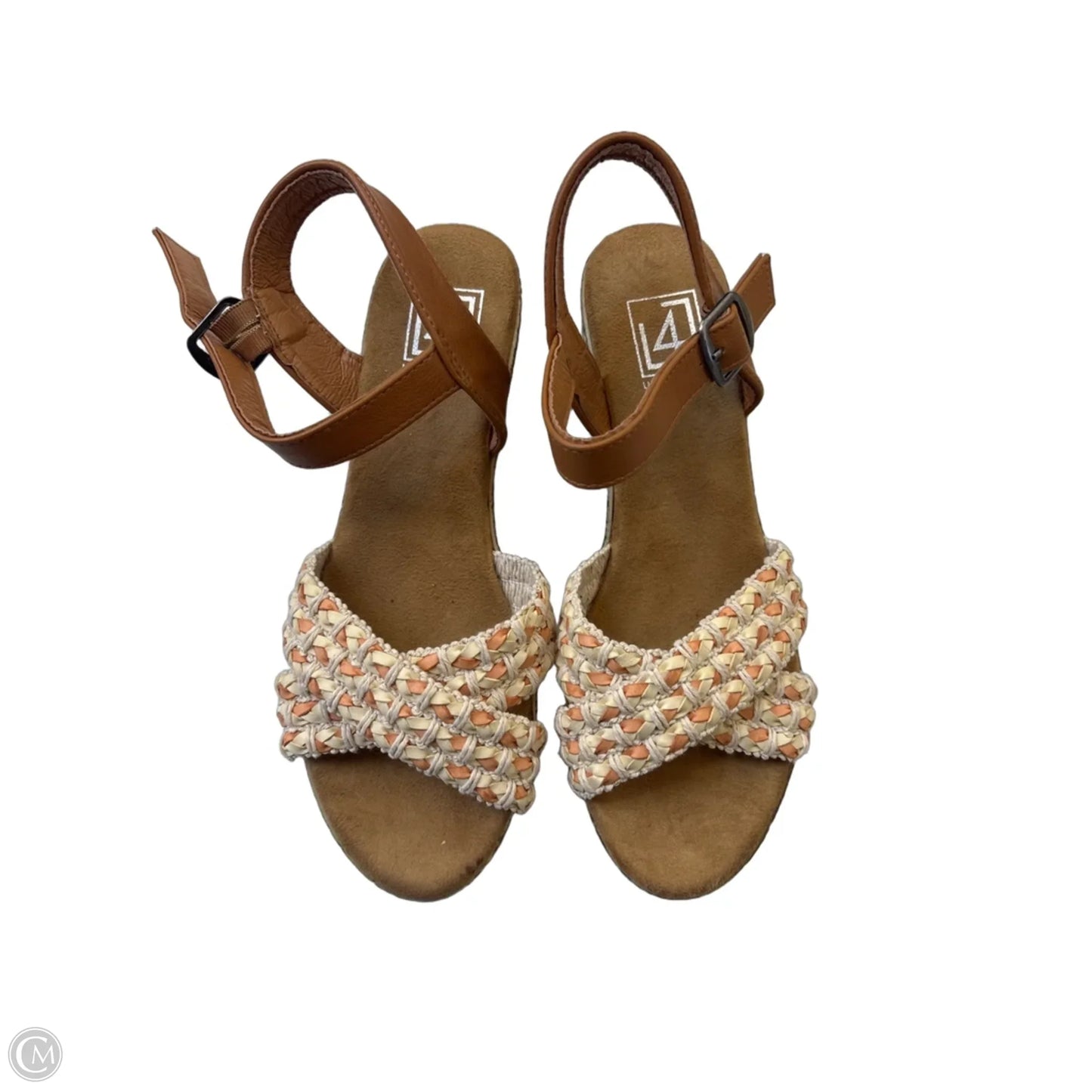 Sandals Heels Block By Clothes Mentor In Tan, Size: 6.5