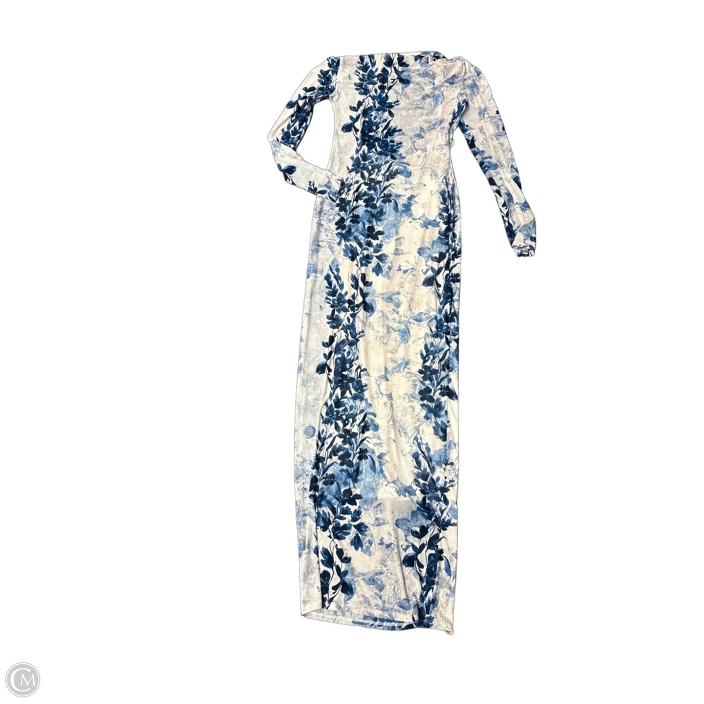 Dress Party Long By Express In Blue & Cream, Size: Xs