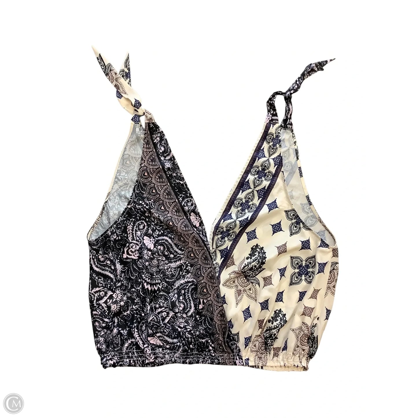 Blouse Sleeveless By Free People In Blue & White, Size: M