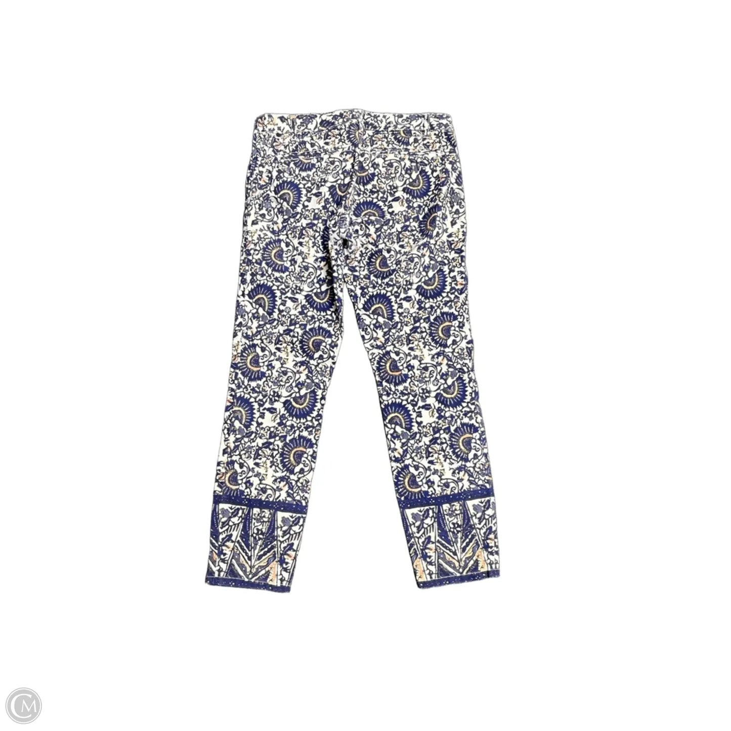 Jeans Designer By Tory Burch In Blue & Cream, Size: 10