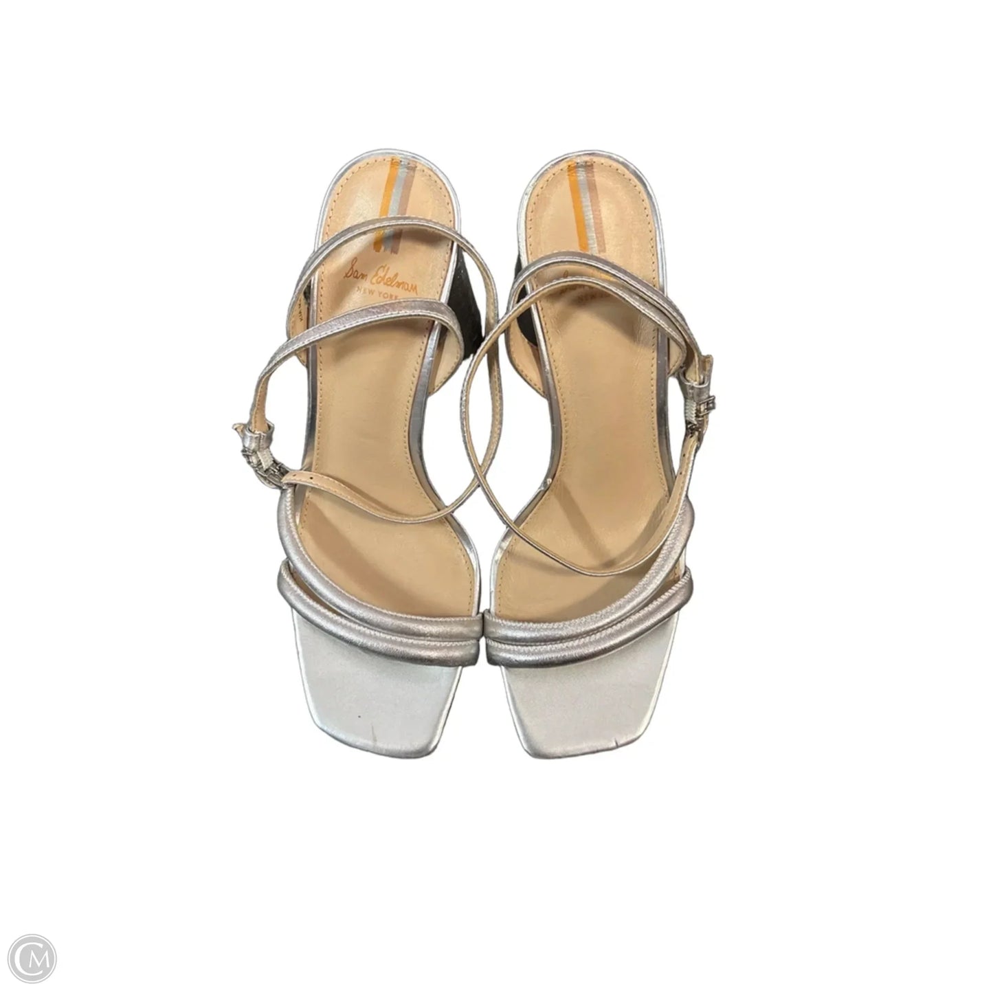 Sandals Heels Stiletto By Sam Edelman In Silver, Size: 8