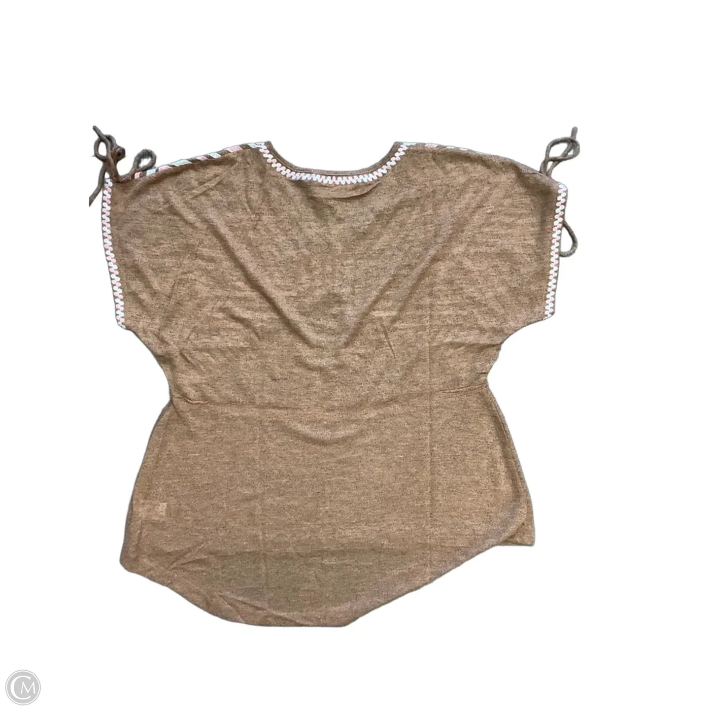 Top Short Sleeve By Savanna Jane In Brown & Pink