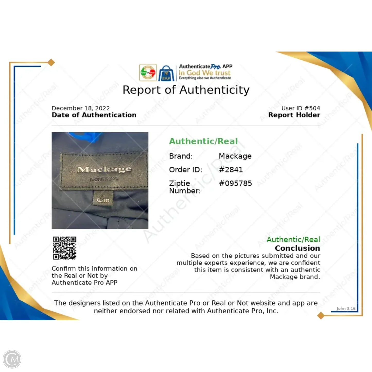 Jacket Other By Mackage In Navy, Size: Xl