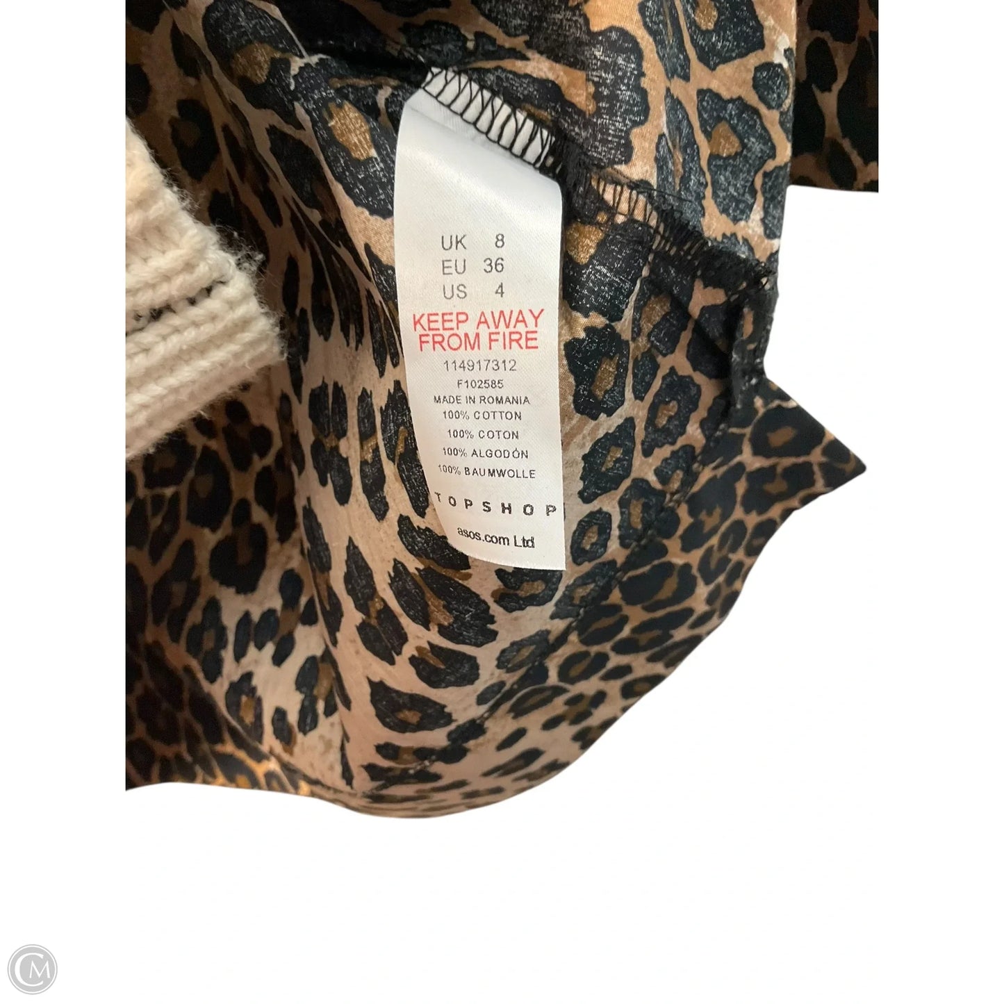 Top Short Sleeve By Top Shop In Animal Print, Size: S