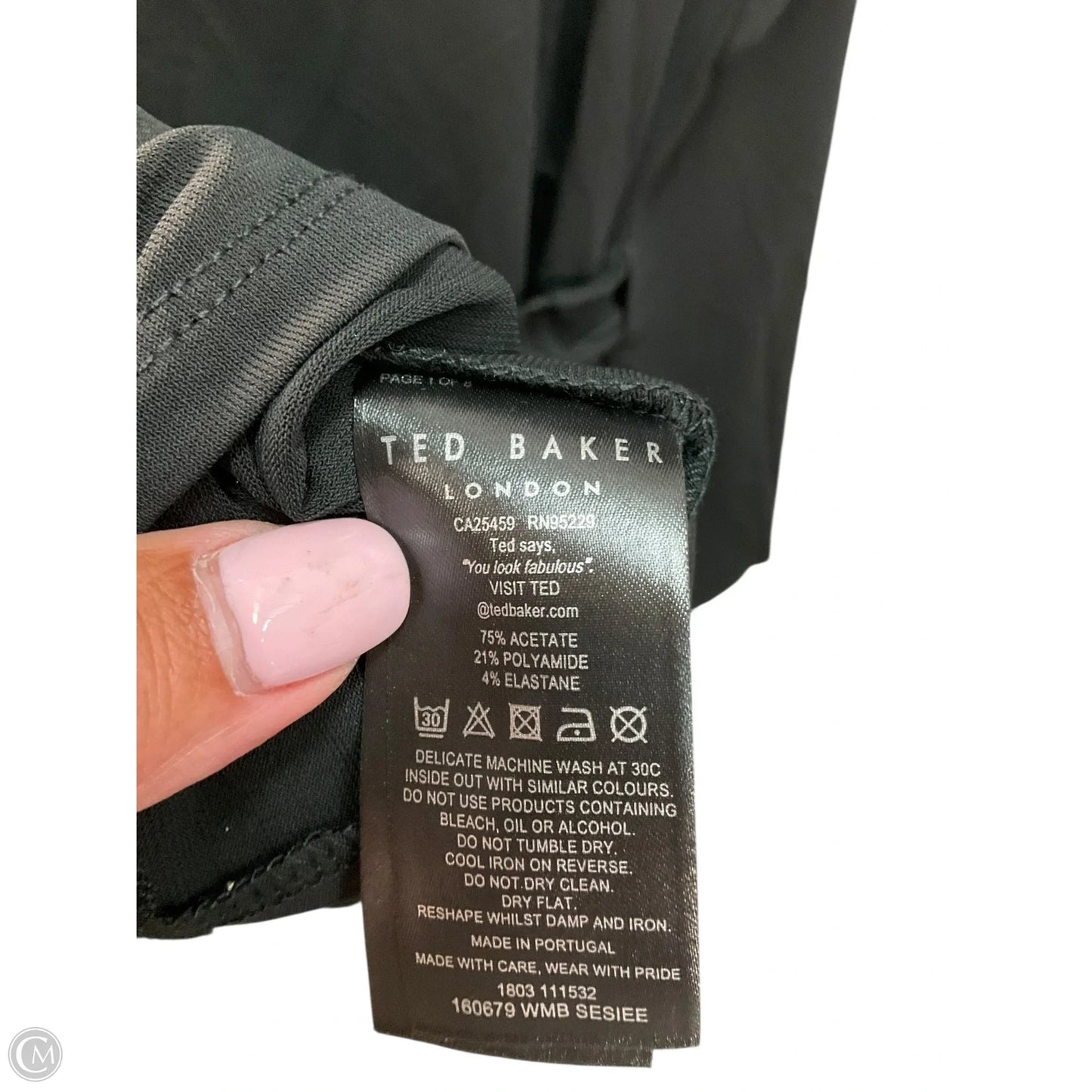 Top Short Sleeve Designer By Ted Baker In Black, Size: S