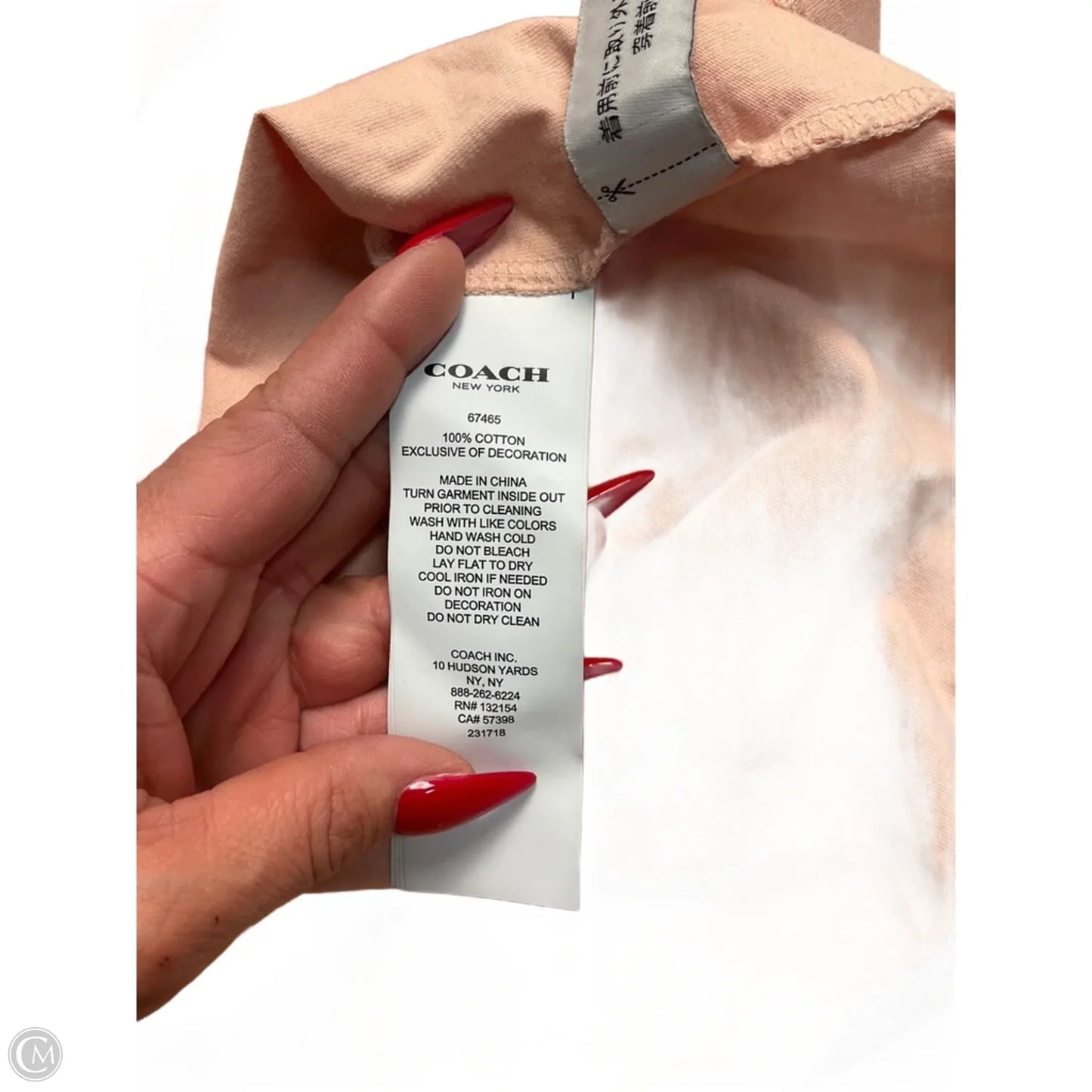 Top Short Sleeve Designer By Coach In Orange, Size: M