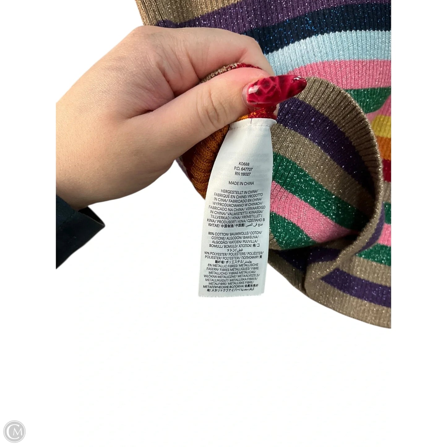 Top Long Sleeve By Boden In Striped Pattern, Size: M