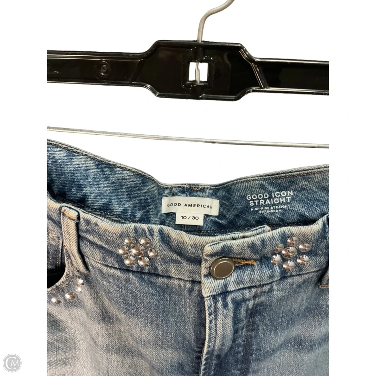 Jeans Straight By Good American In Blue Denim, Size: 10