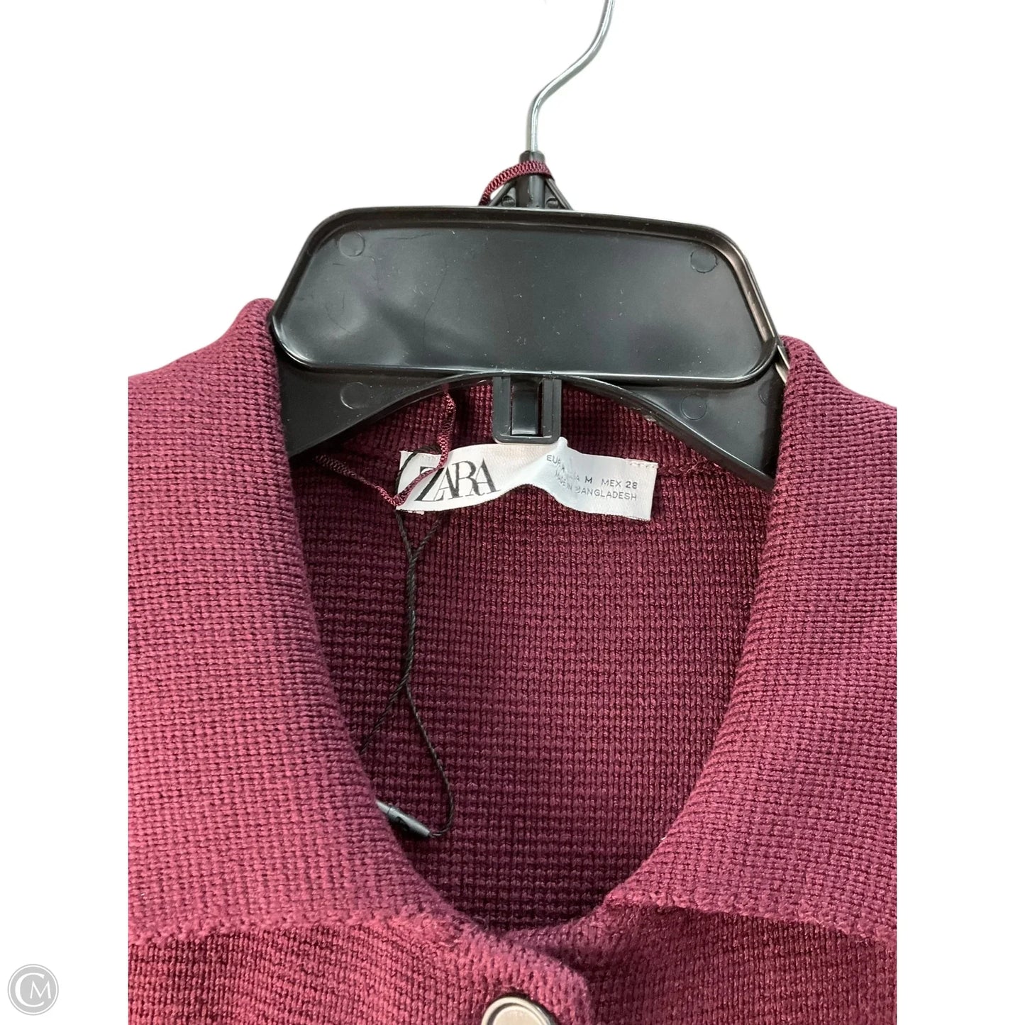 Sweater Cardigan By Zara In Maroon, Size: M