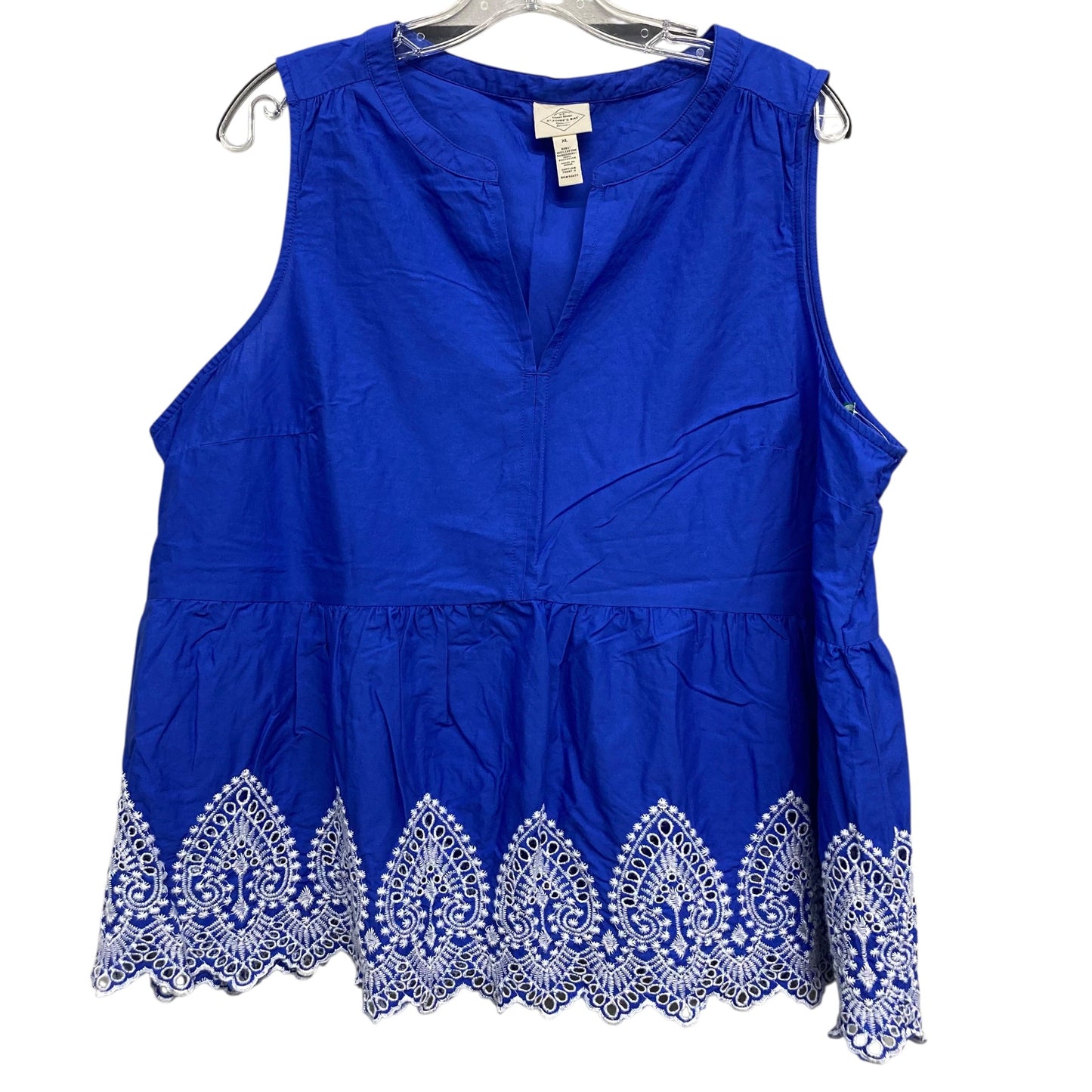 Top Sleeveless By St Johns Bay In Blue & White, Size:Xl