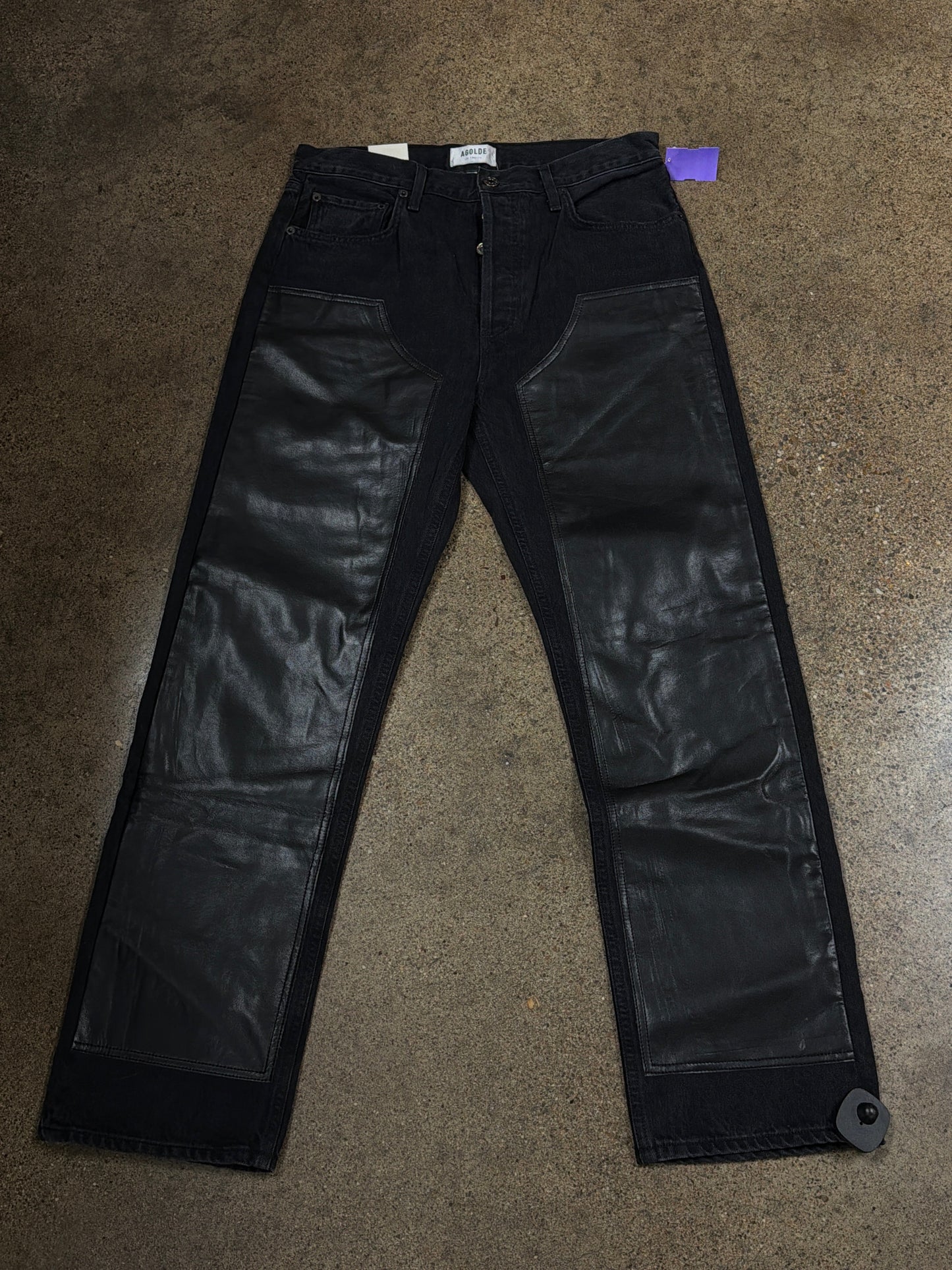 Jeans Straight By Agolde In Black Denim, Size:8
