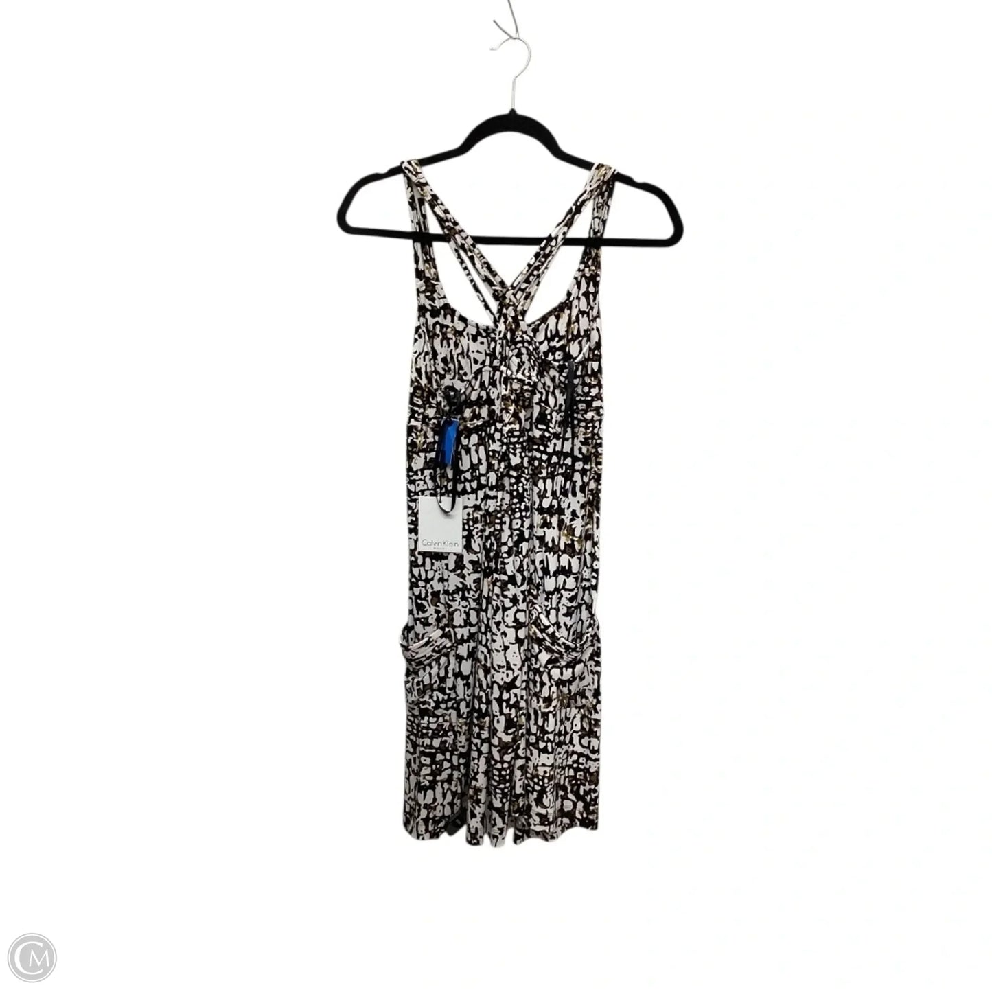 Dress Casual Midi By Calvin Klein In Brown & White, Size: 4