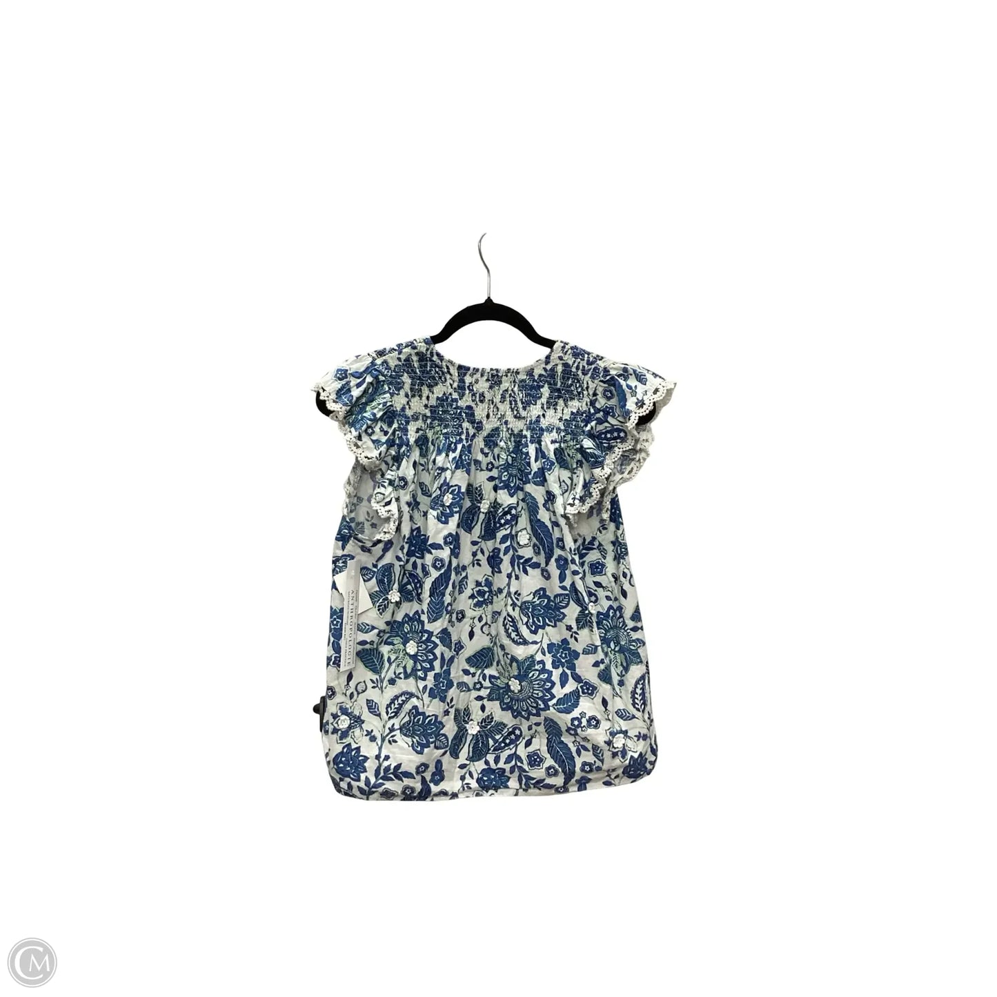 Blouse Short Sleeve By Jennifer & Grace In Blue & White, Size: M