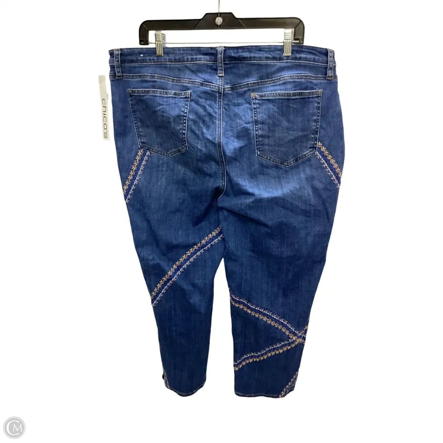 Jeans Cropped By Chicos In Blue Denim, Size: Xl