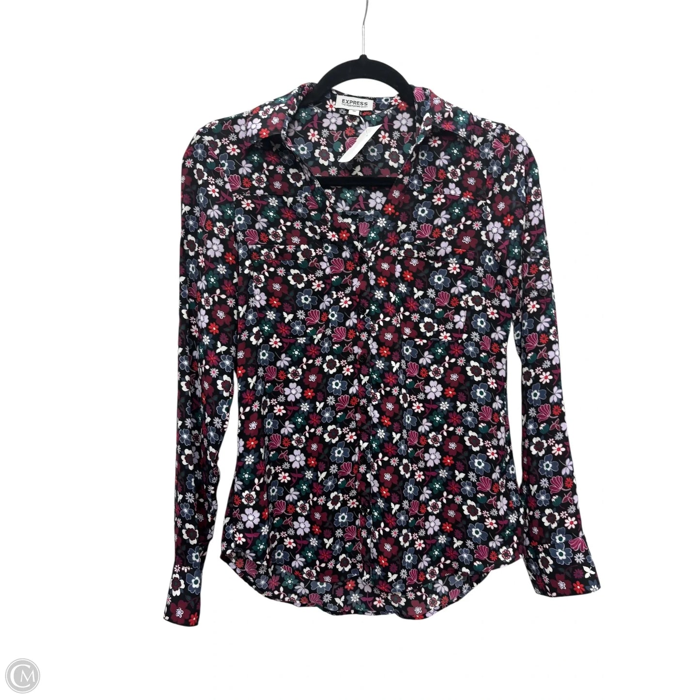 Top Long Sleeve By Express In Floral Print, Size: Xs