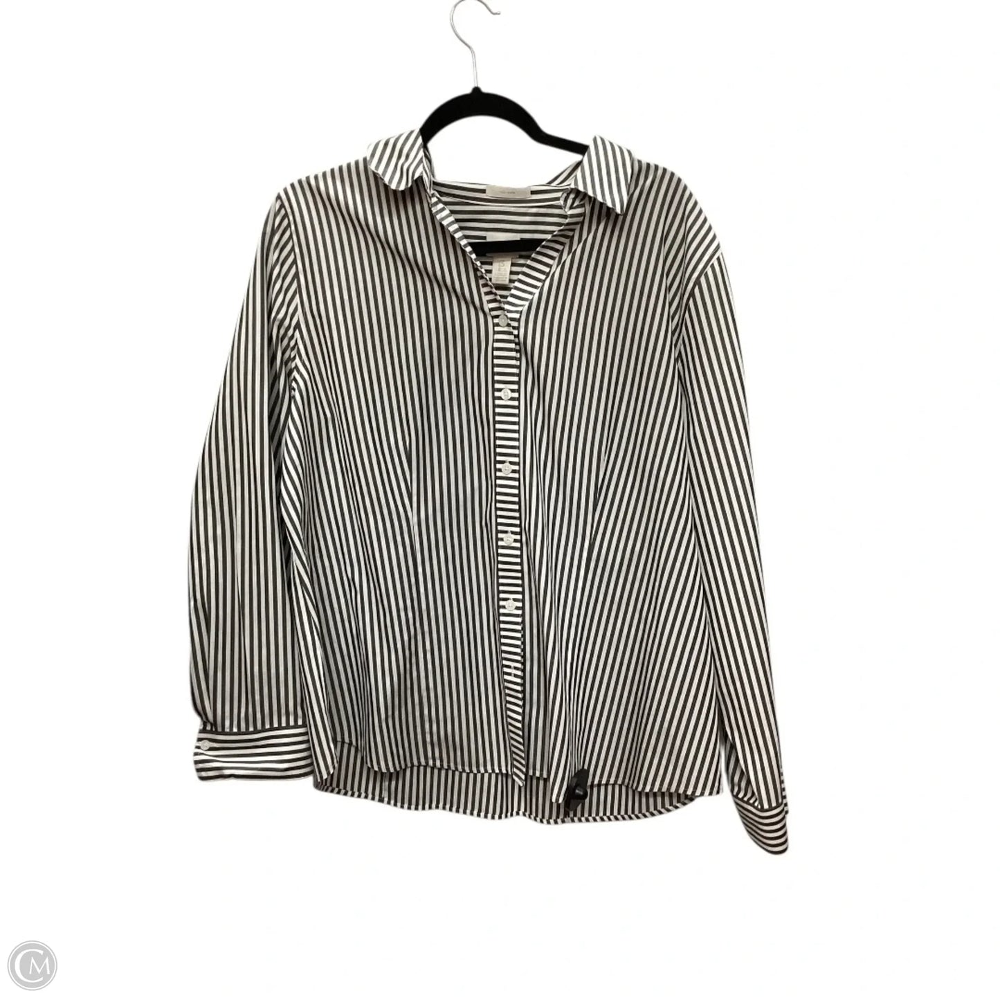 Blouse Long Sleeve By Chicos In Striped Pattern, Size: Xl