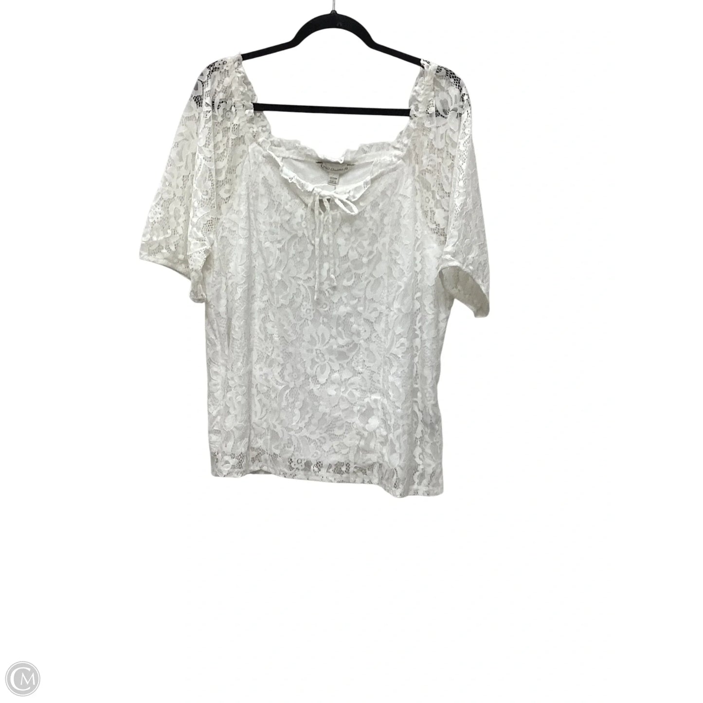 Top Short Sleeve By Cato In White, Size: 22