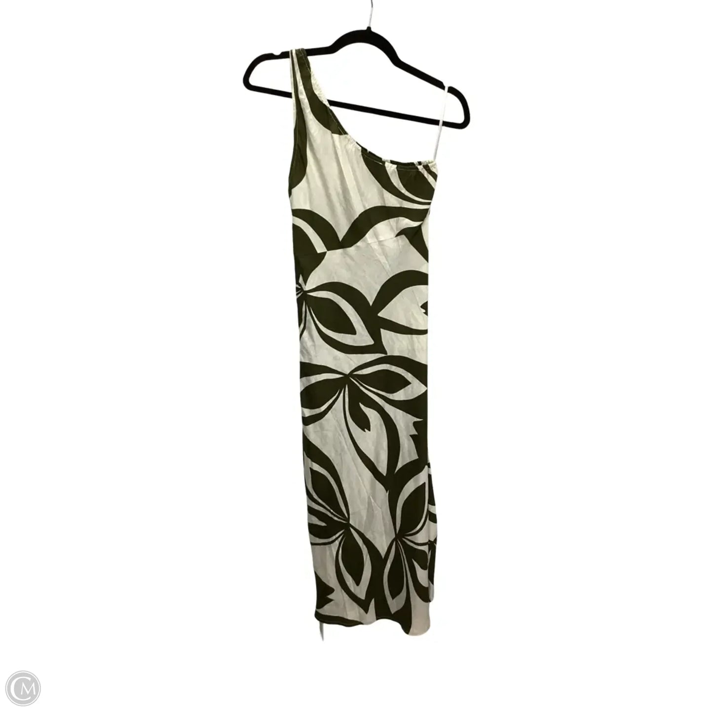 Dress Casual Midi By Commense In Green & White, Size: M