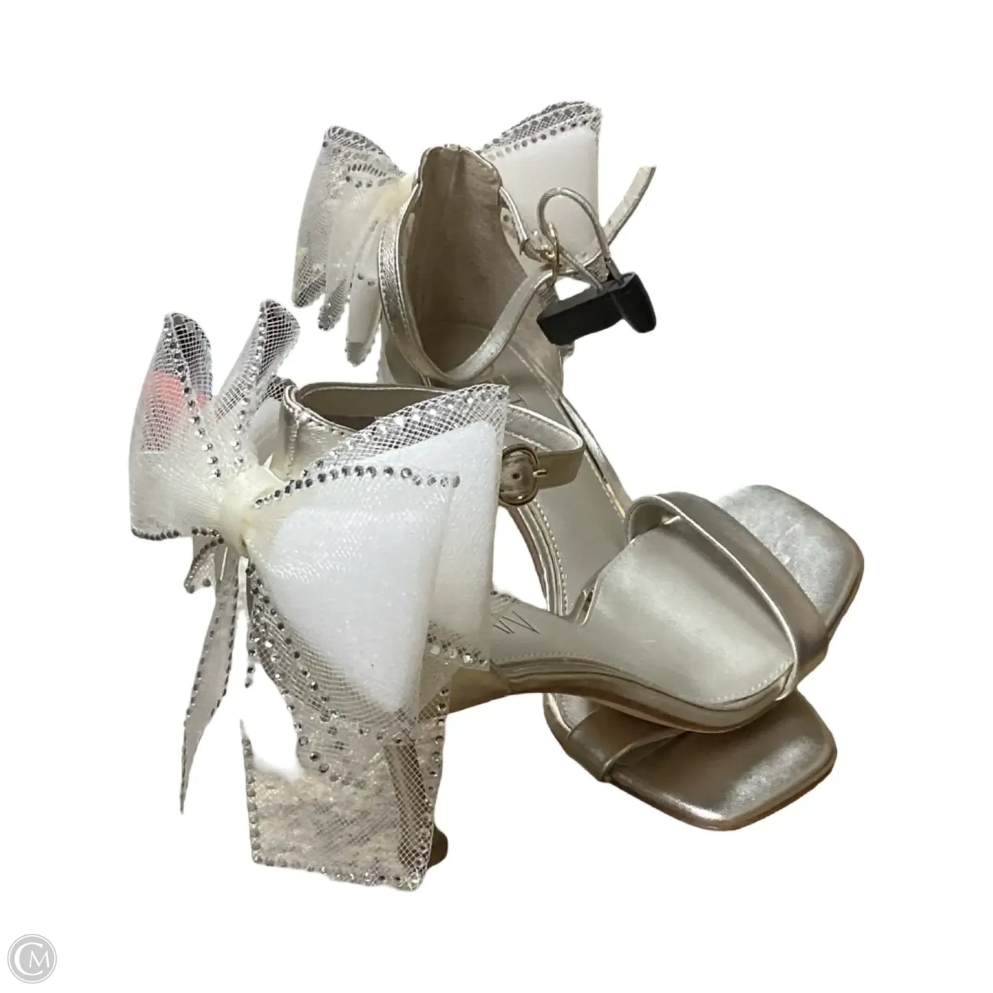 Sandals Heels Stiletto By DELTAN In Silver, Size: 8