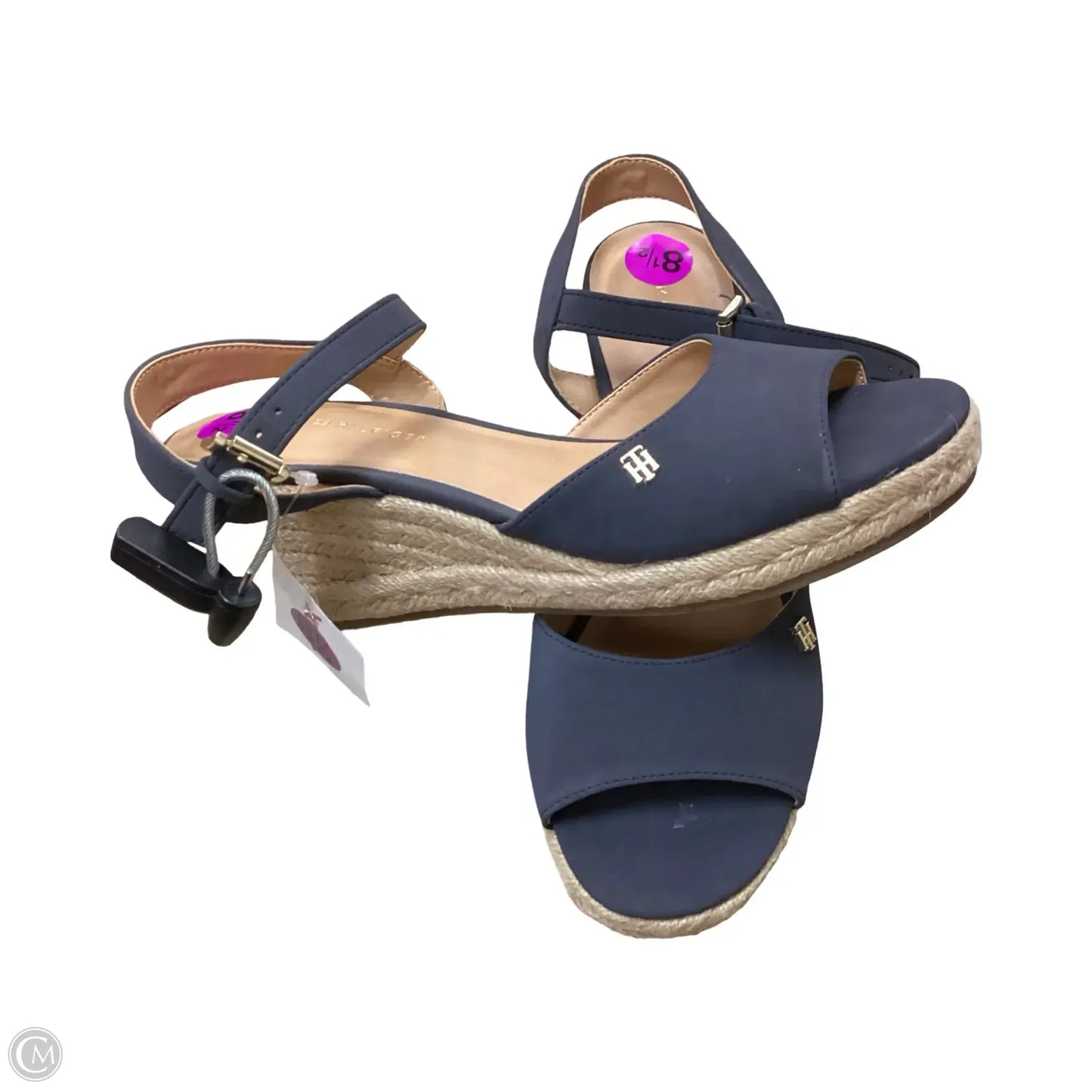 Sandals Heels Wedge By Tommy Hilfiger In Navy, Size: 8.5