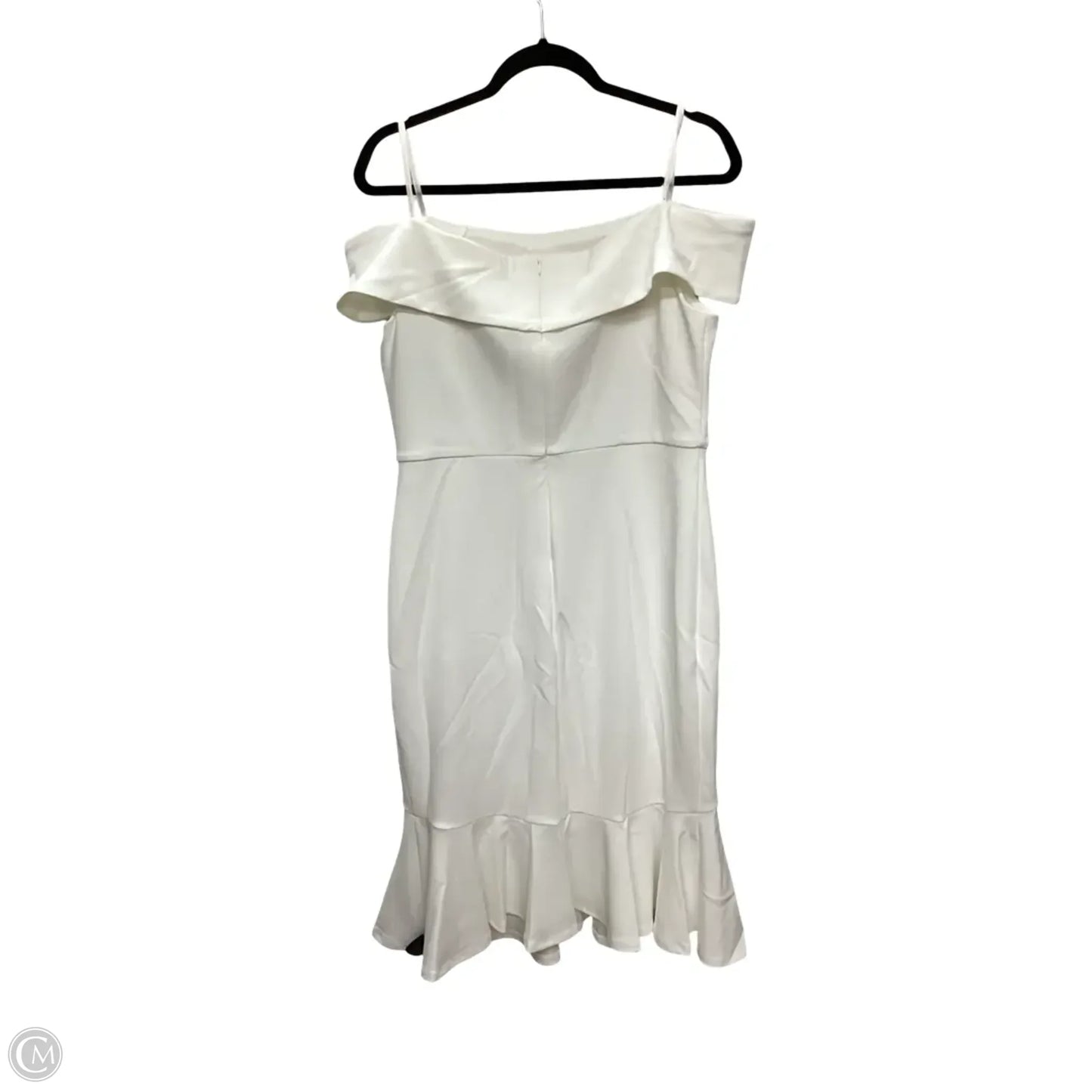 Designer Dress Party Midi By Marina In White, Size: 14
