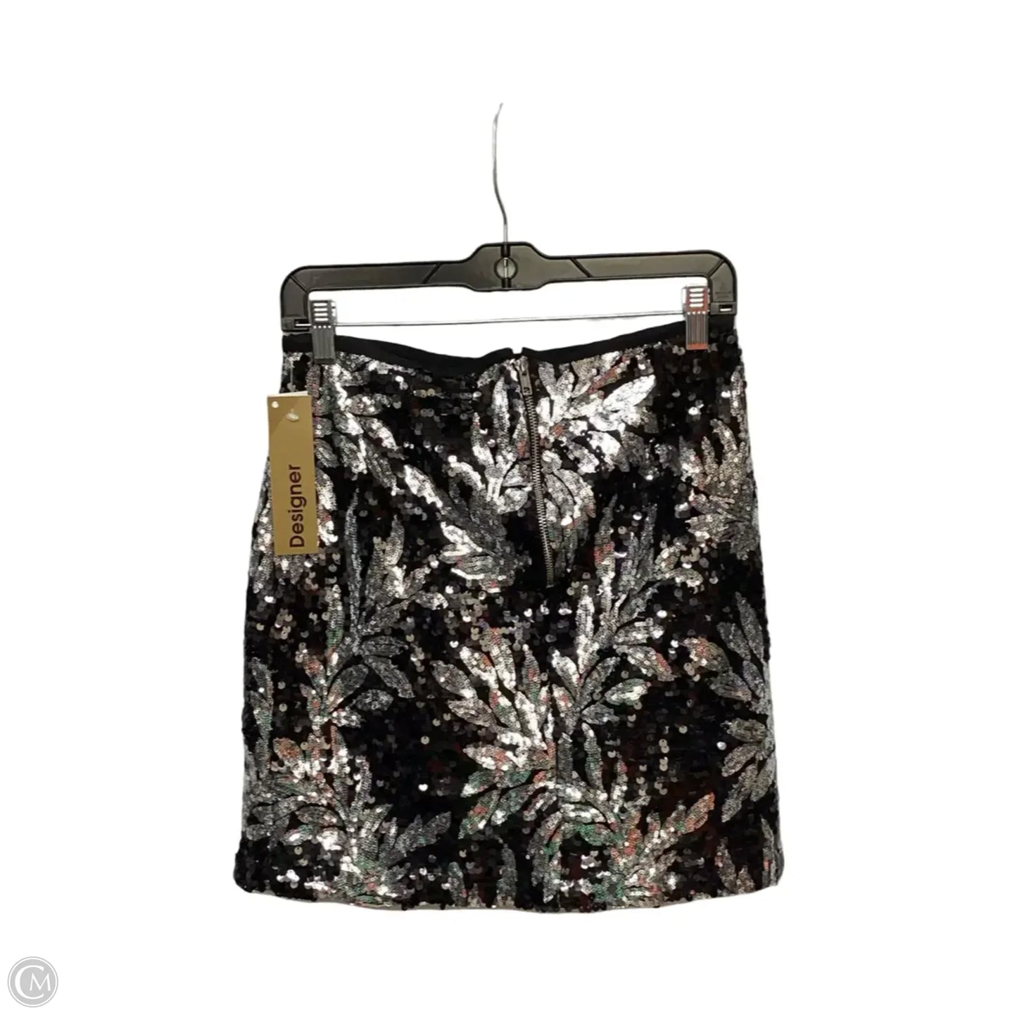 Designer Skirt Mini & Short By Walter Baker In Black & Silver, Size: 10