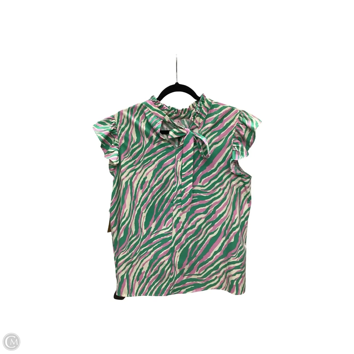 Designer Blouse Short Sleeve By Voy In Animal Print, Size: L