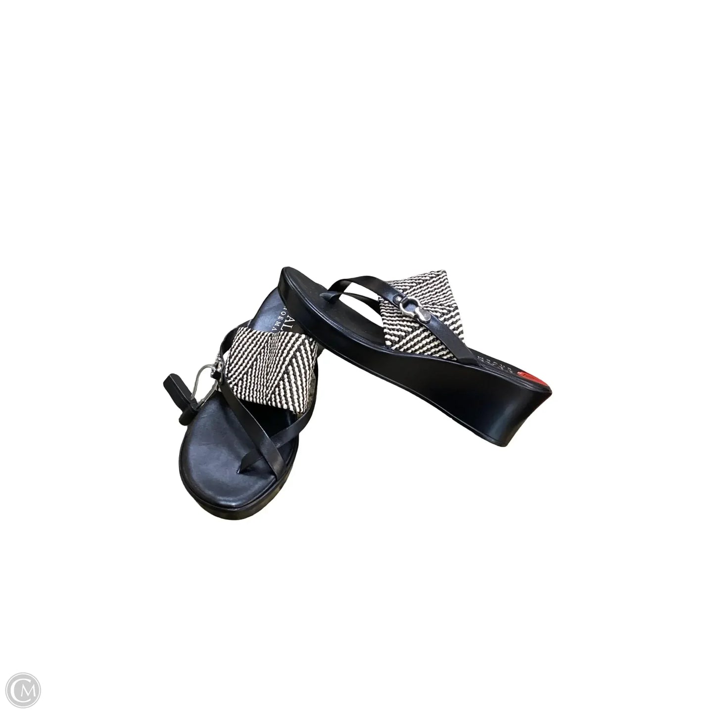 Sandals Heels Wedge By Italian Shoemakers In Black, Size: 6