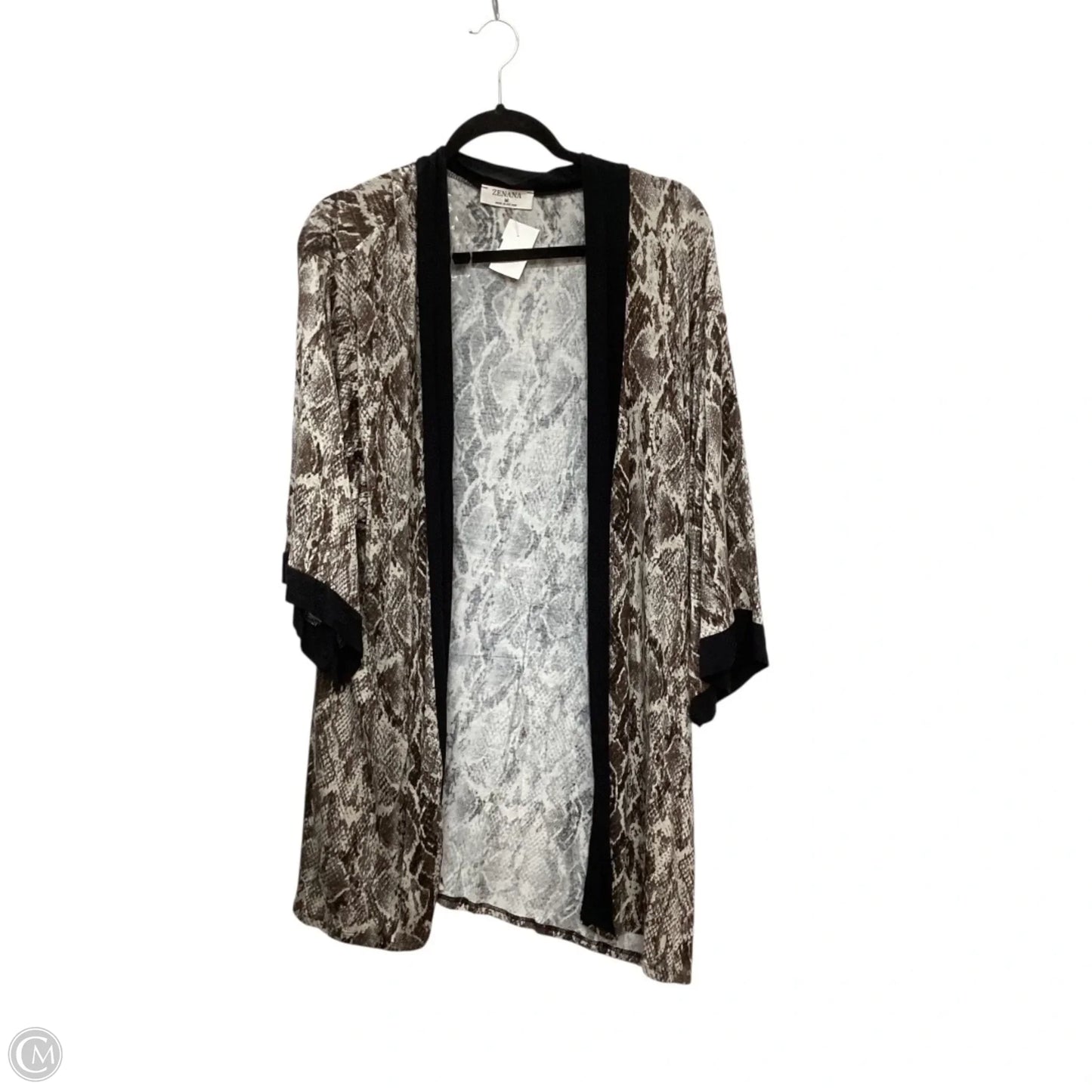 Kimono By Zenana Outfitters In Snakeskin Print, Size: M