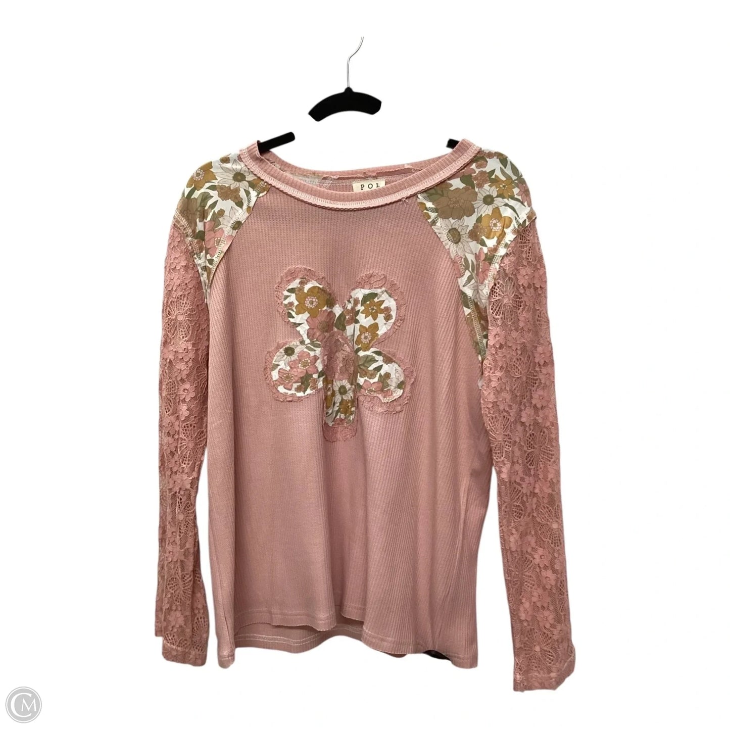 Top Long Sleeve By Pol In Pink, Size: L