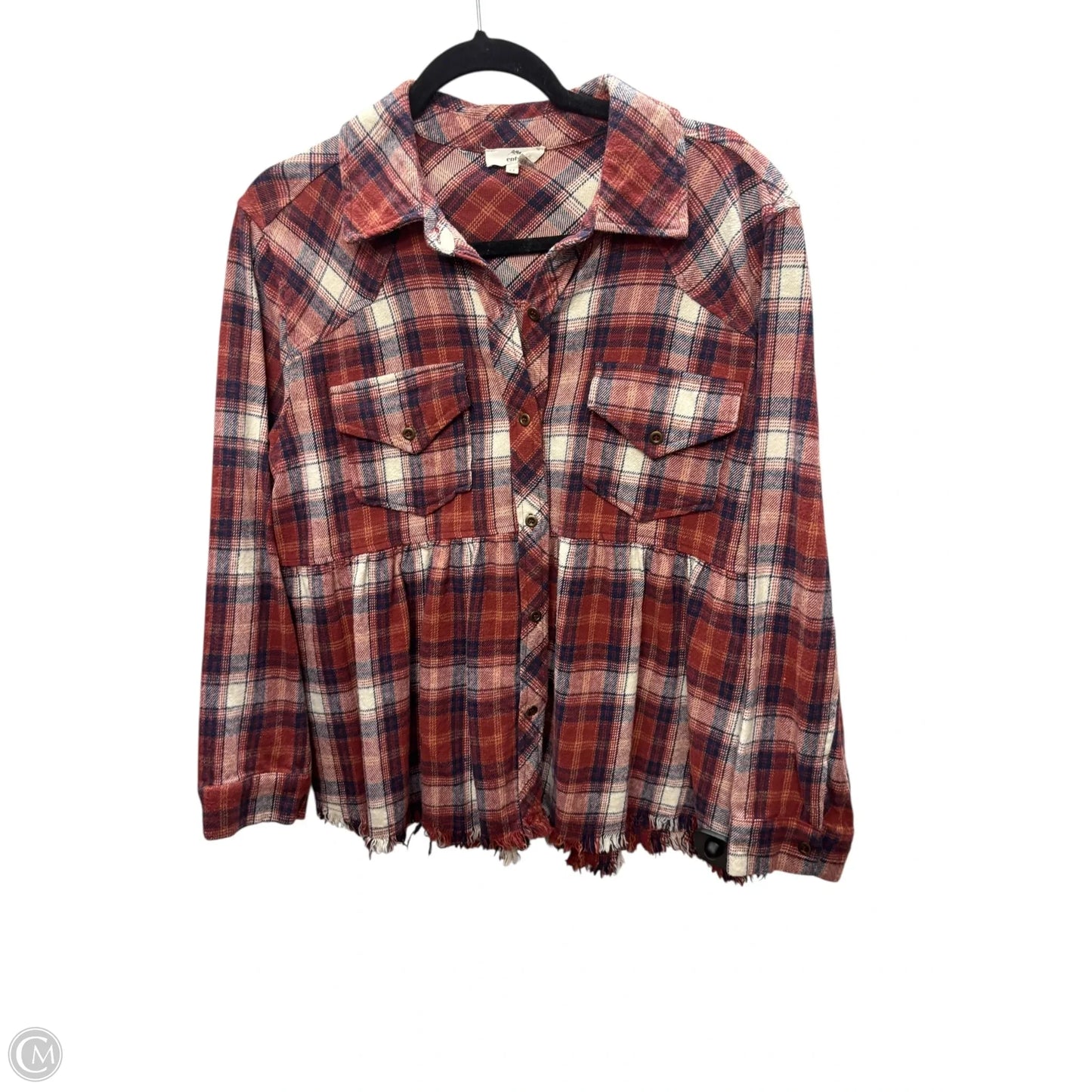 Top Long Sleeve By Entro In Plaid Pattern, Size: M