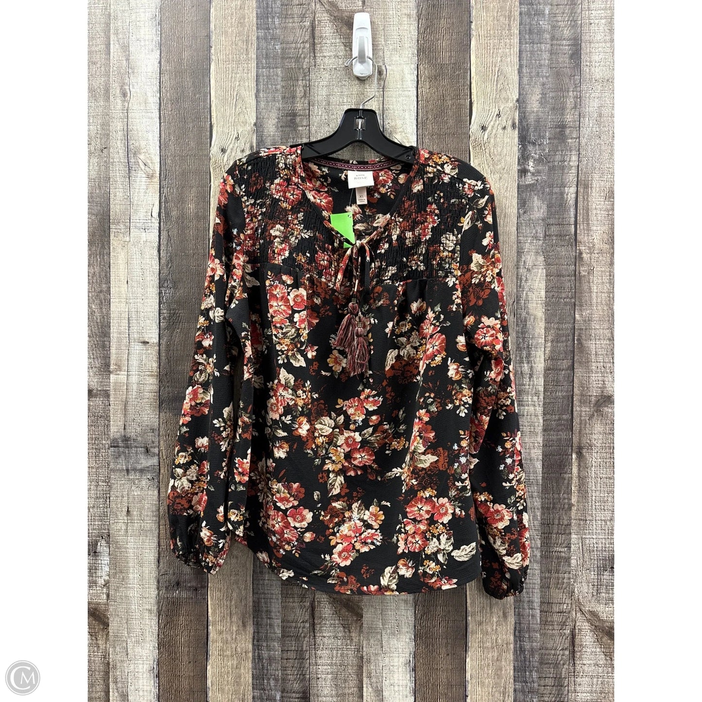 Top Long Sleeve By Knox Rose In Floral Print, Size: Xl