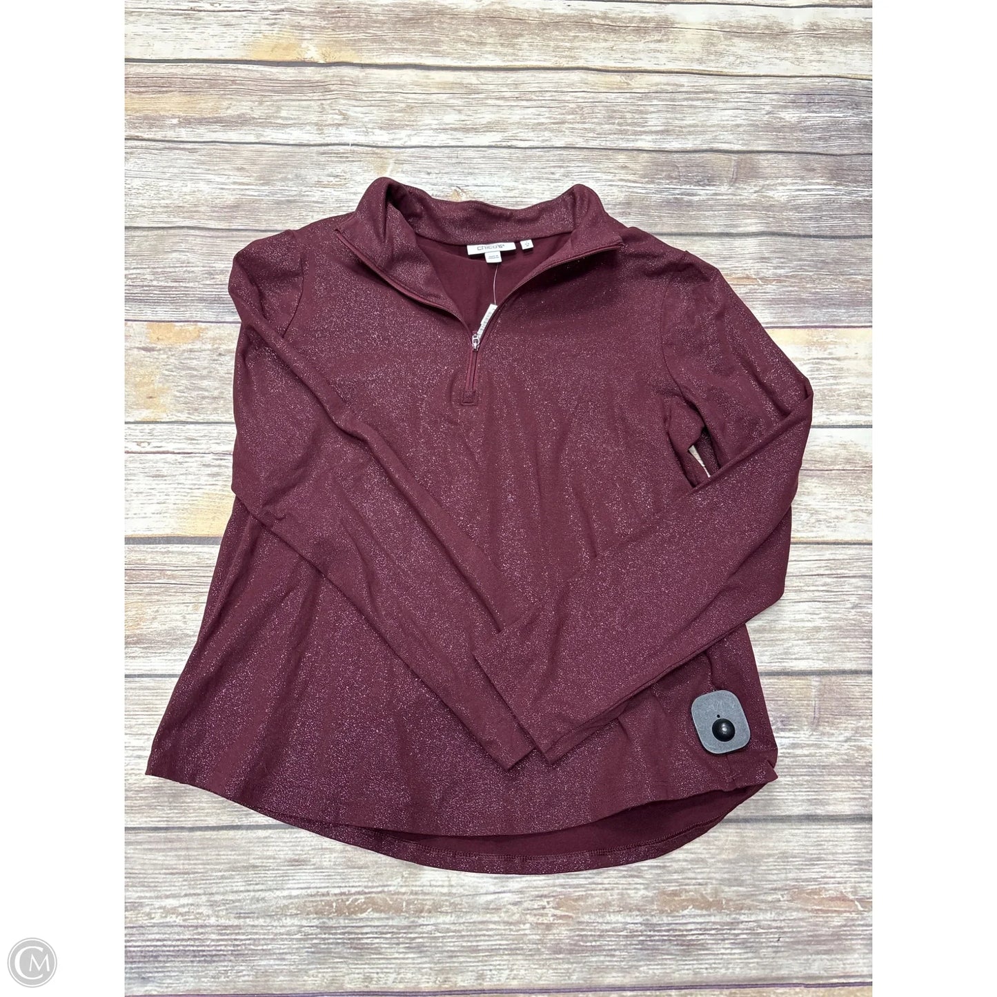 Athletic Top Long Sleeve Crewneck By Chicos In Maroon, Size: M