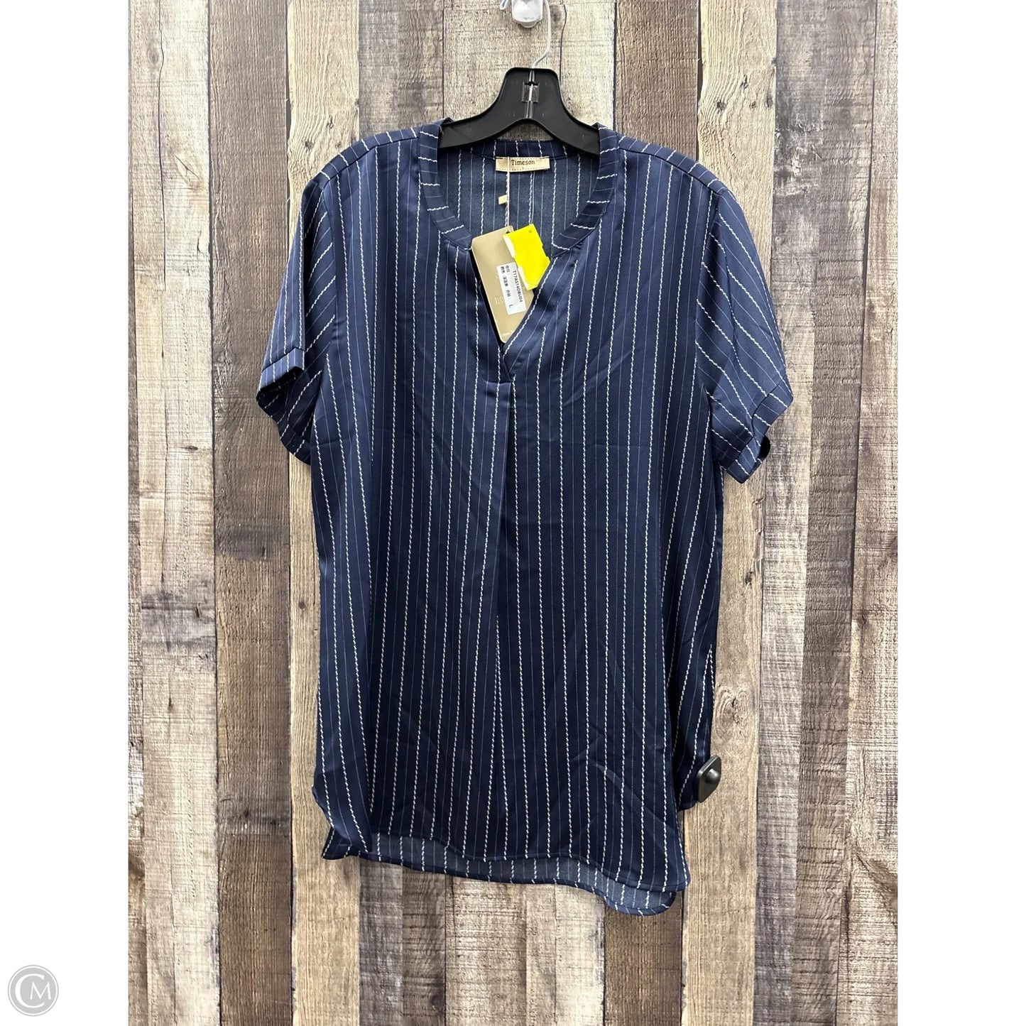 Top Short Sleeve By Timeson In Striped Pattern, Size: L