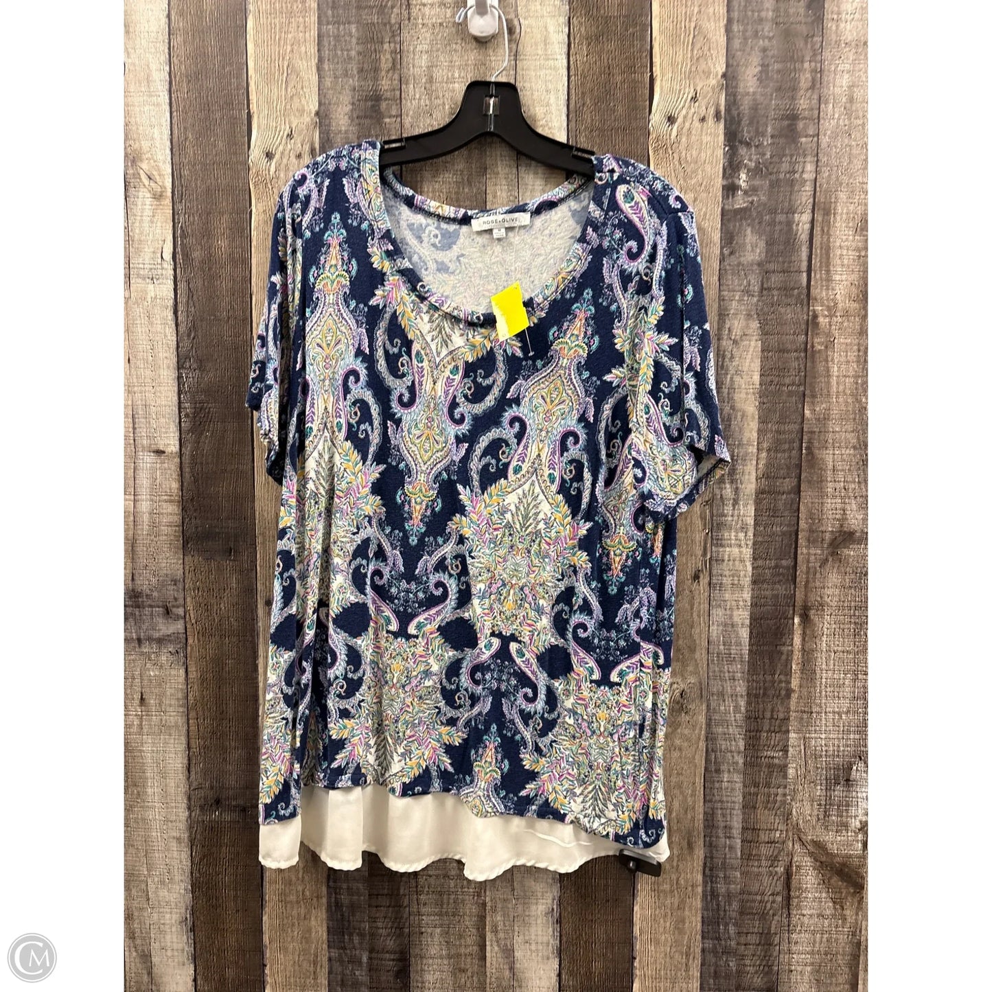 Top Short Sleeve By Rose And Olive In Multi-colored, Size: 1x