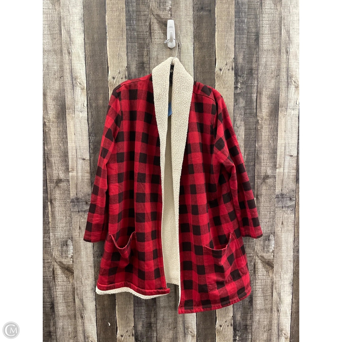 Jacket Fleece By Eddie Bauer In Plaid Pattern, Size: Xl