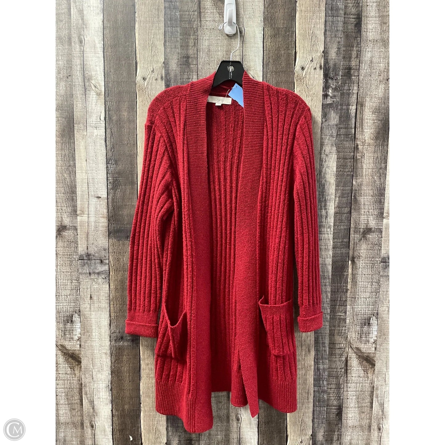 Sweater Cardigan By Loft In Red, Size: M