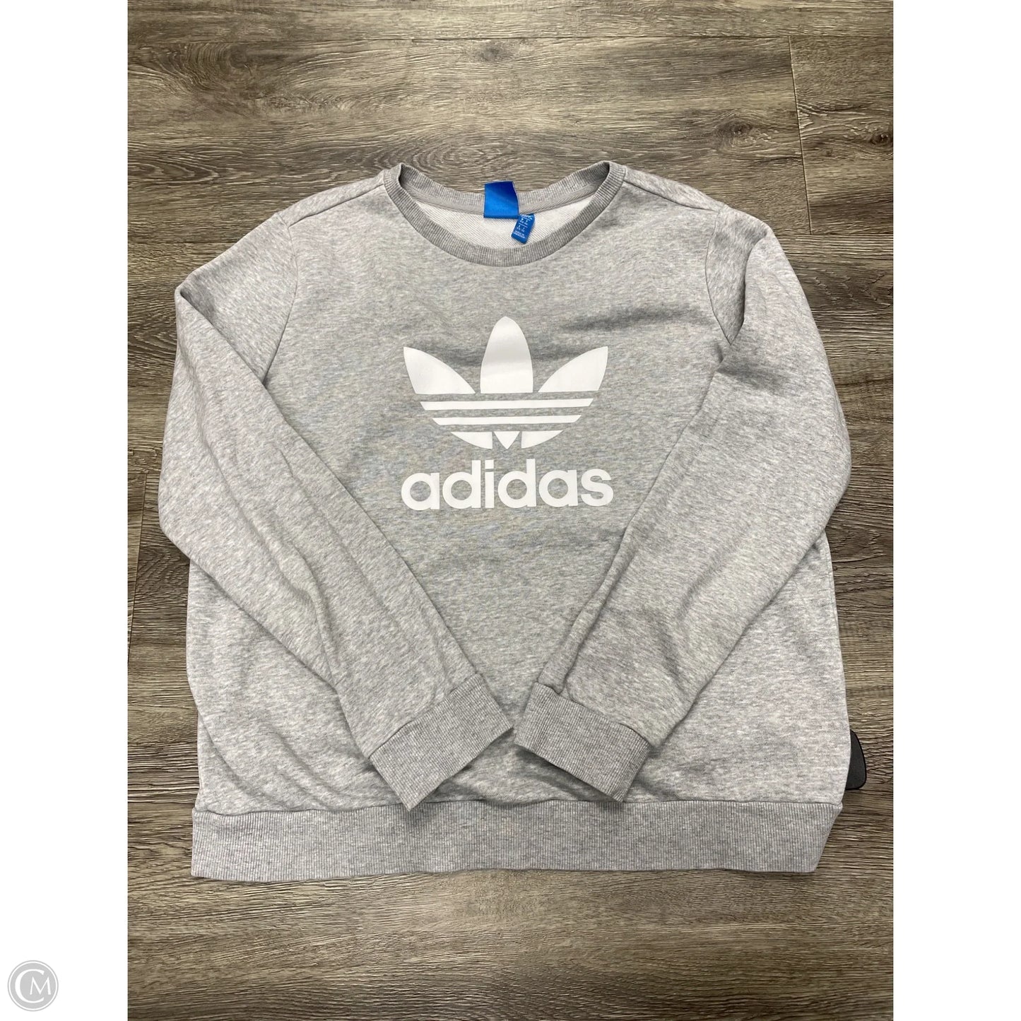 Athletic Sweatshirt Crewneck By Adidas In Grey, Size: L