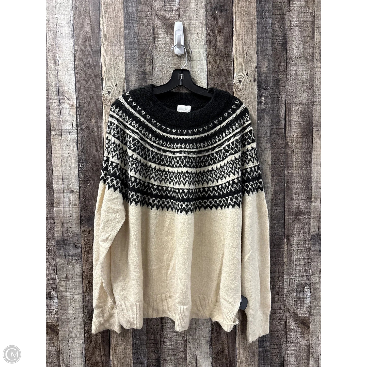 Sweater By H&m In Black & Cream, Size: Xxl