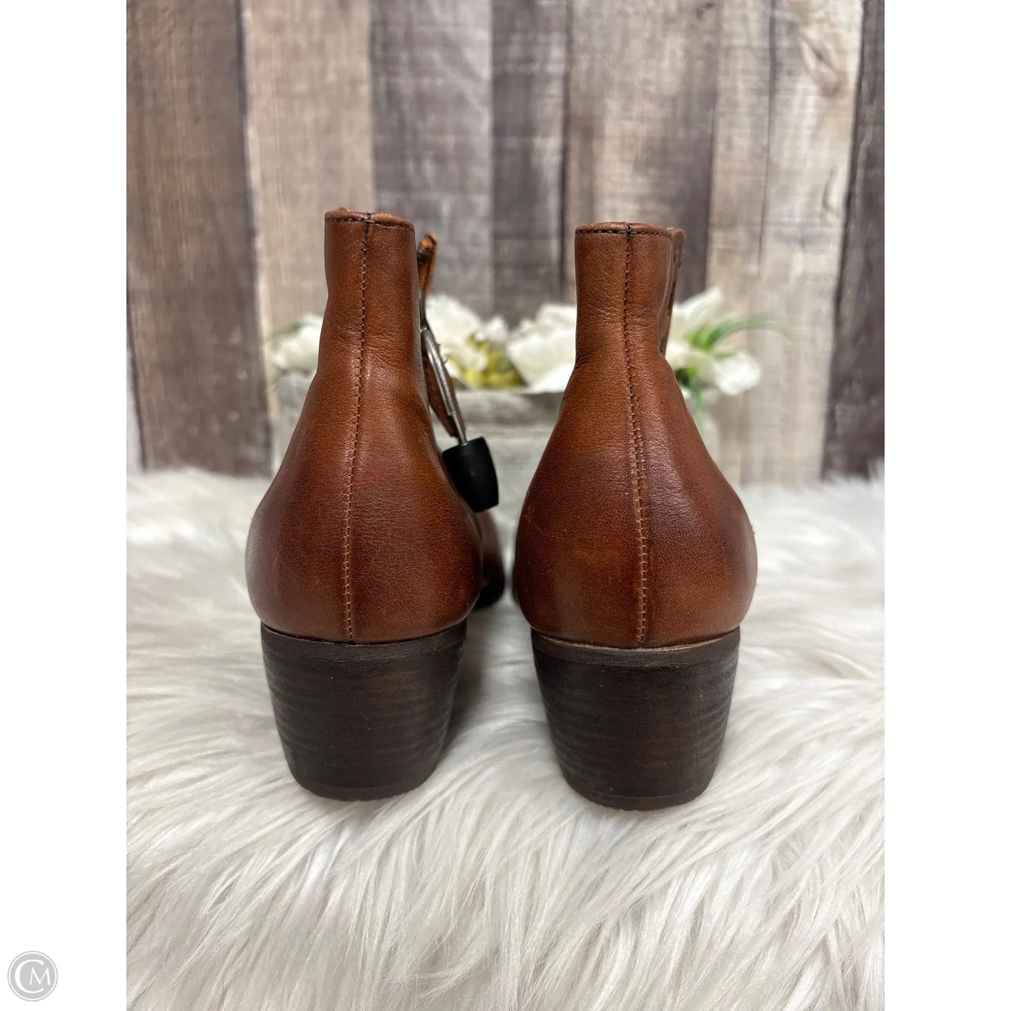 Boots Ankle Heels By Clarks In Brown, Size: 6.5