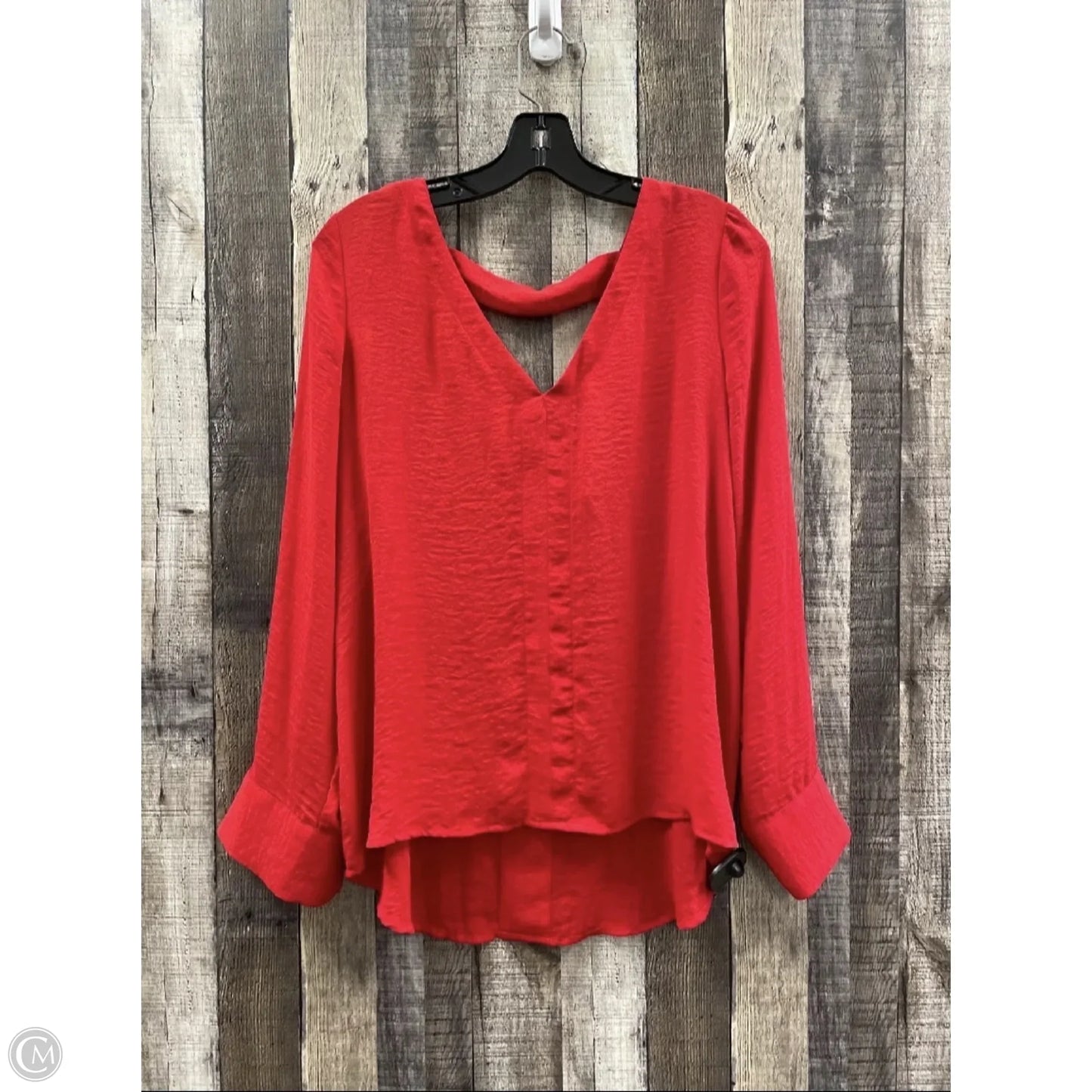 Top Long Sleeve By Ana In Red, Size: L