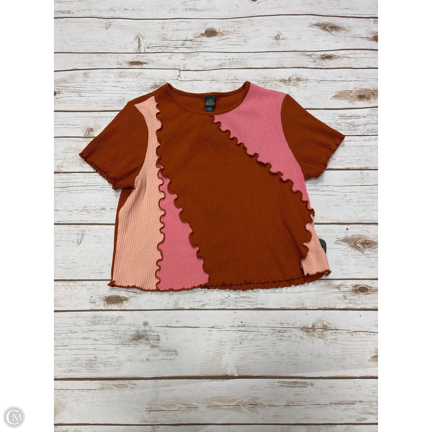 Top Short Sleeve By Wild Fable In Orange & Pink, Size: Xl