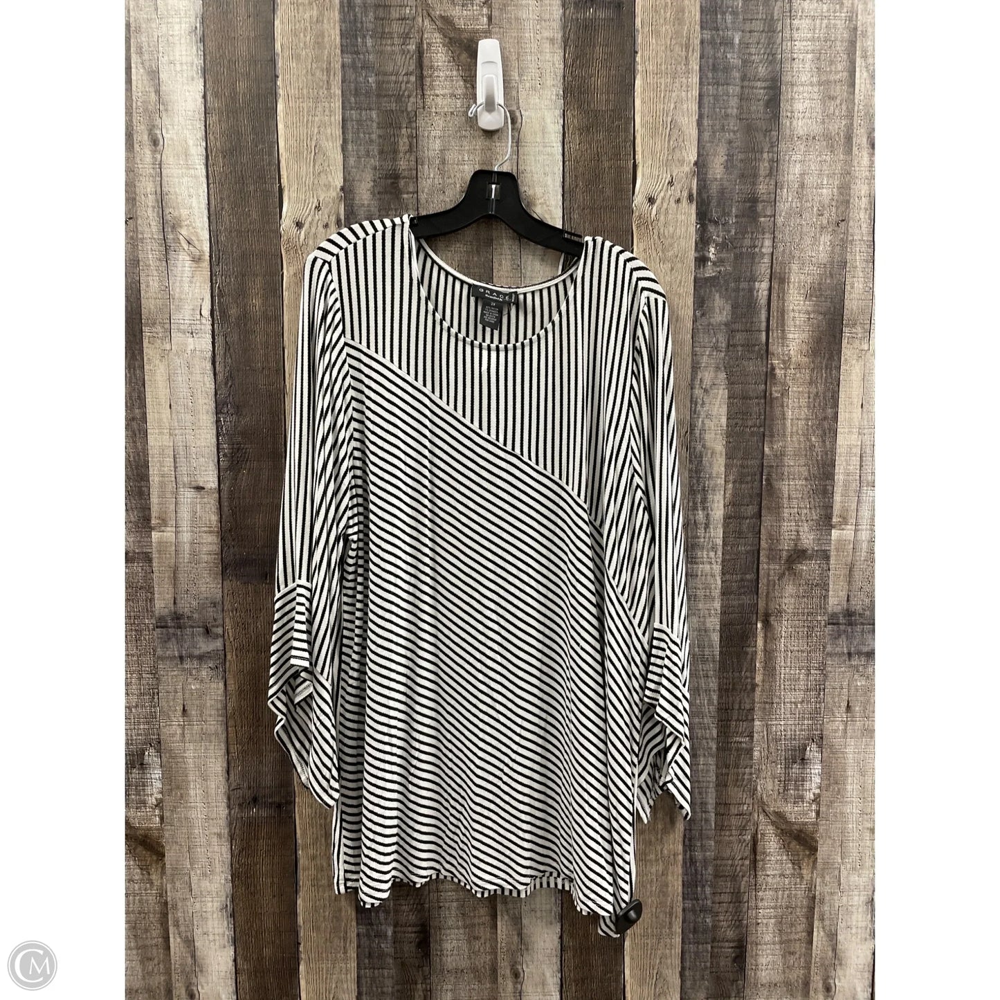 Top Long Sleeve By Grace In Striped Pattern, Size: 2x