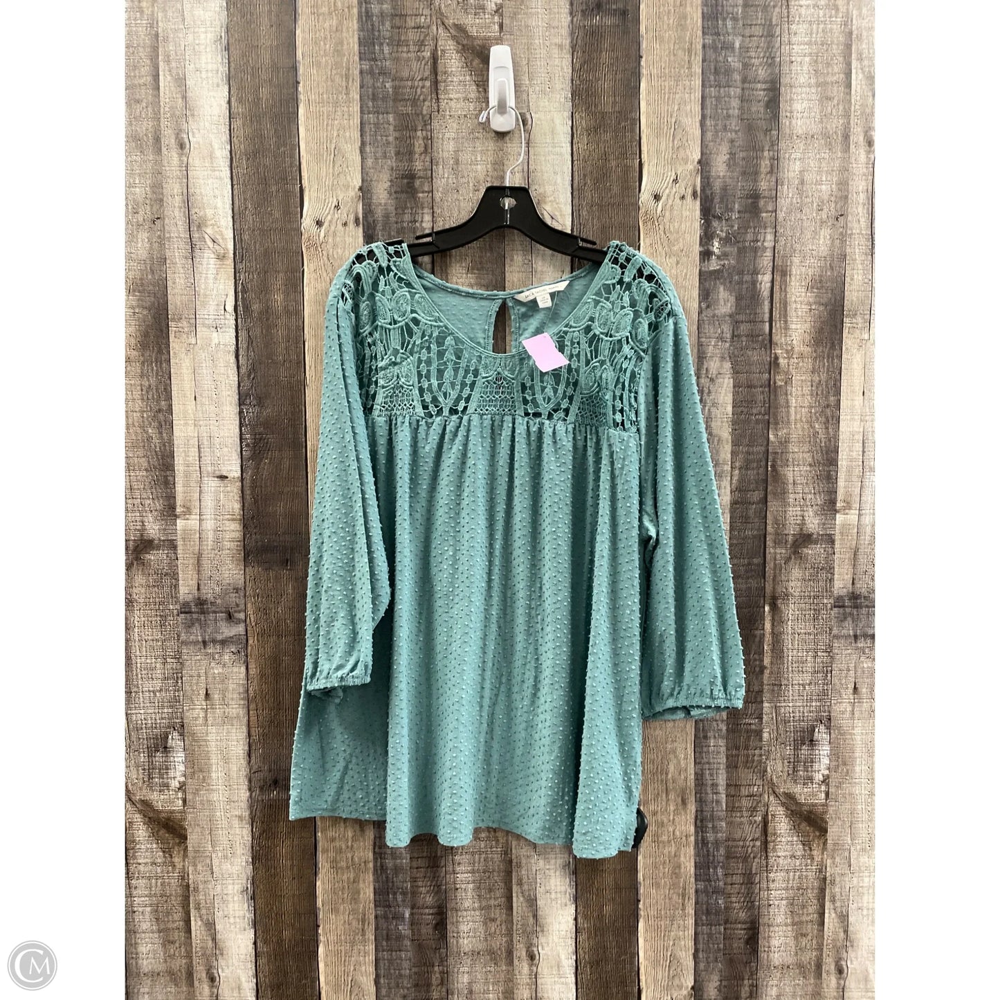 Top Long Sleeve By Zac And Rachel In Green, Size: 2x